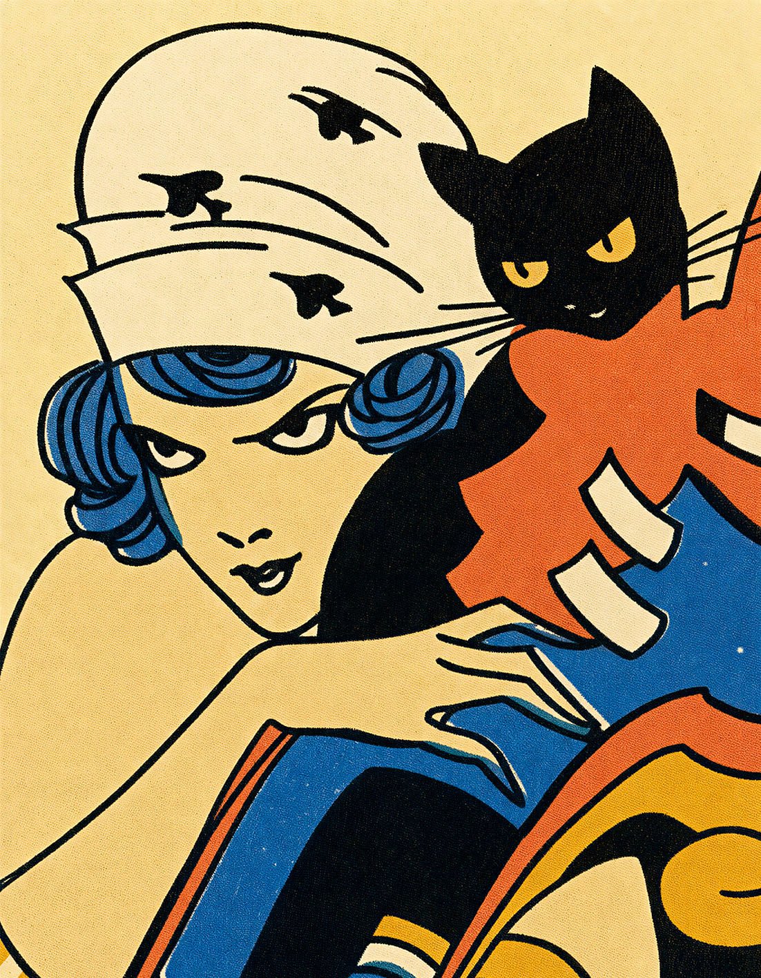 "A Woman, a Cat and Books" - Reusable Peel-and-Stick Poster - Pasquín