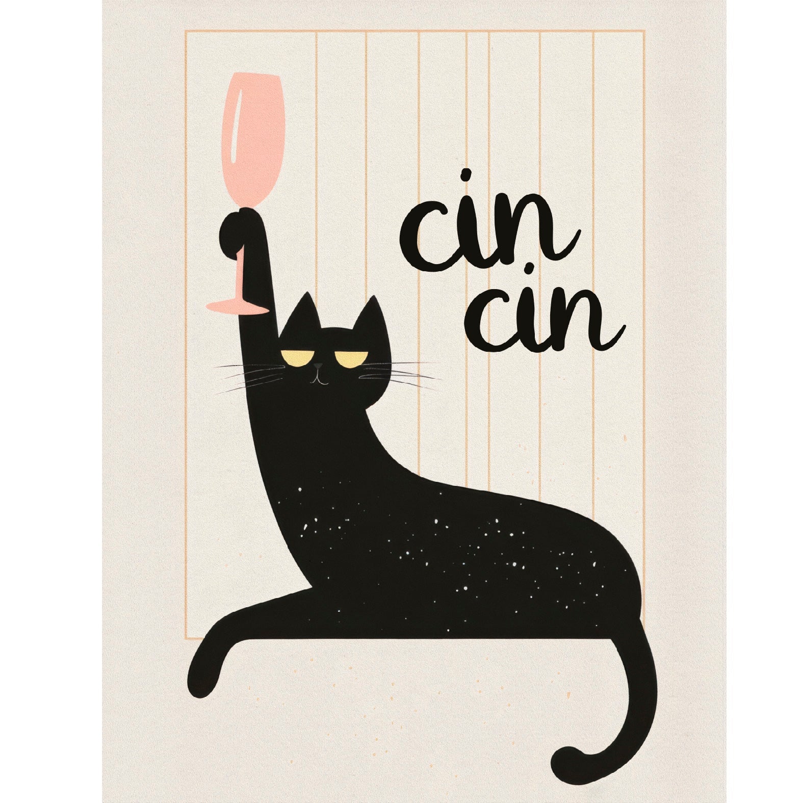 “Cin cin Cat" - Reusable Peel - and - Stick Poster - Pasquín