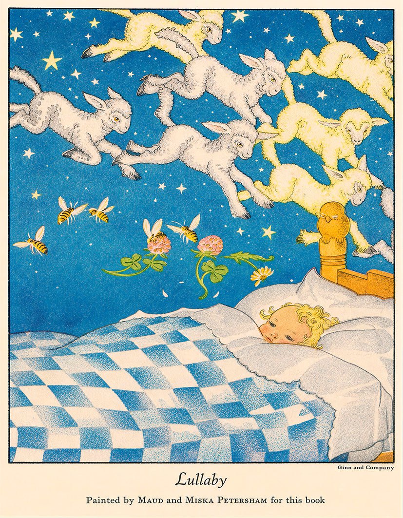 "Counting little sheep" | Vintage Kawaii - Reusable Peel-and-Stick Poster - Pasquín