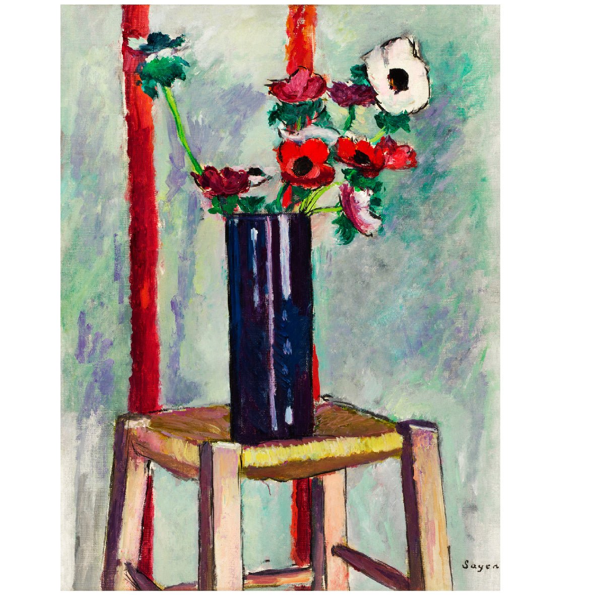 Decorative "Anemones (1912)" by Henry Lyman Sayen Poster | High - Quality Print | Repositionable Adhesive - Pasquín