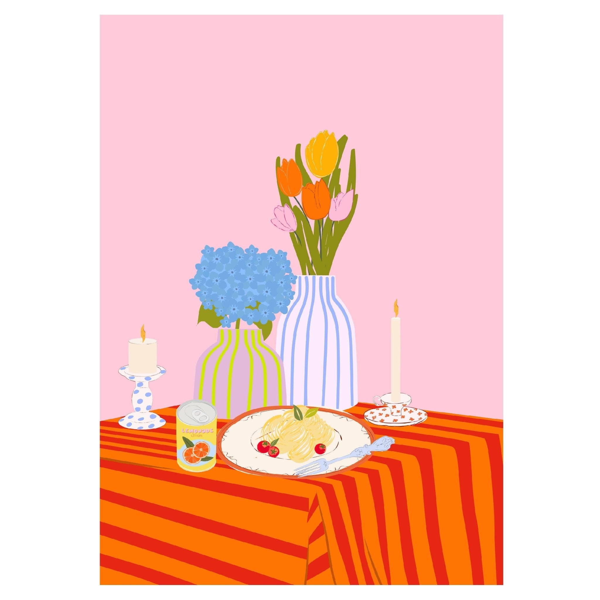 Decorative "Bon Appetit Collection: Tulips and Tangerines" Poster | High - Quality Print | Repositionable Adhesive - Pasquín