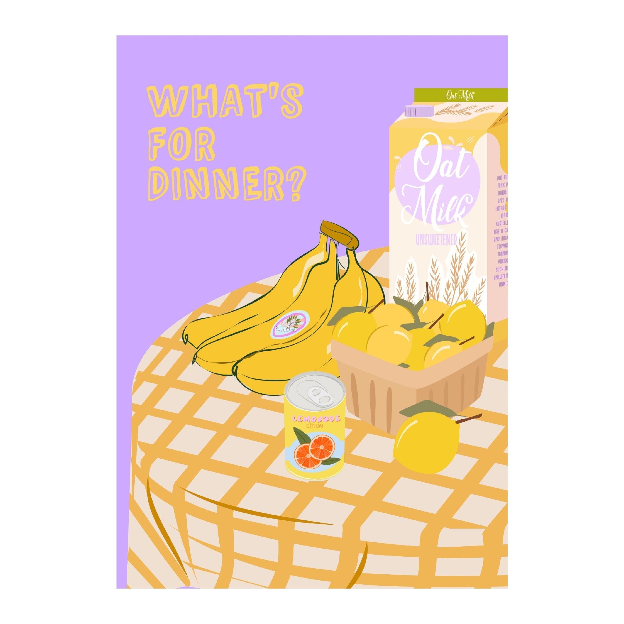 Decorative "Bon Appetit Collection: What's for dinner?" Poster | High - Quality Print | Repositionable Adhesive - Pasquín