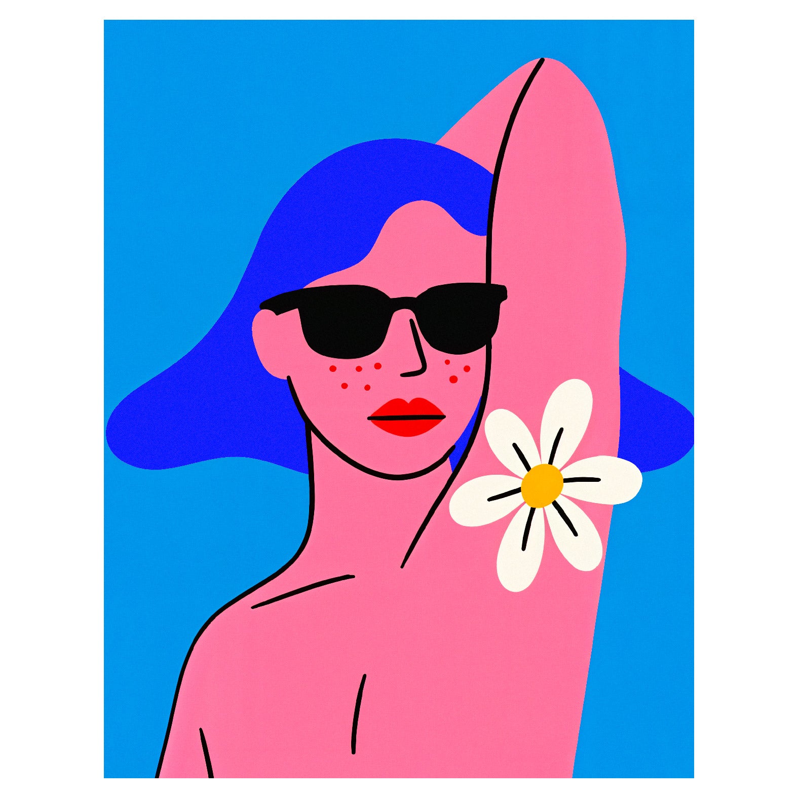 Decorative "Daisy Flower" Poster | High - Quality Print | Repositionable Adhesive - Pasquín