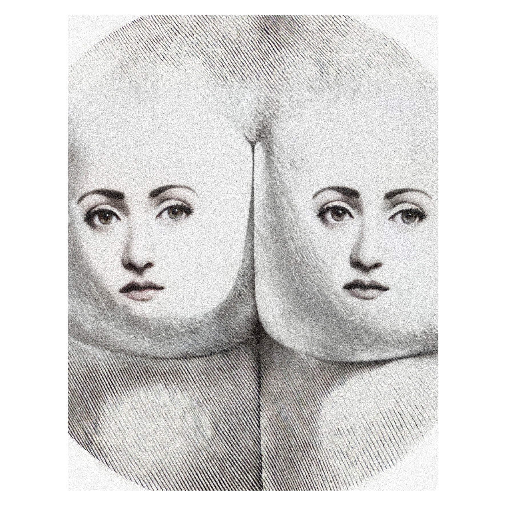 Decorative "Double Lina" by P. Fornasetti Poster | High - Quality Print | Repositionable Adhesive - Pasquín