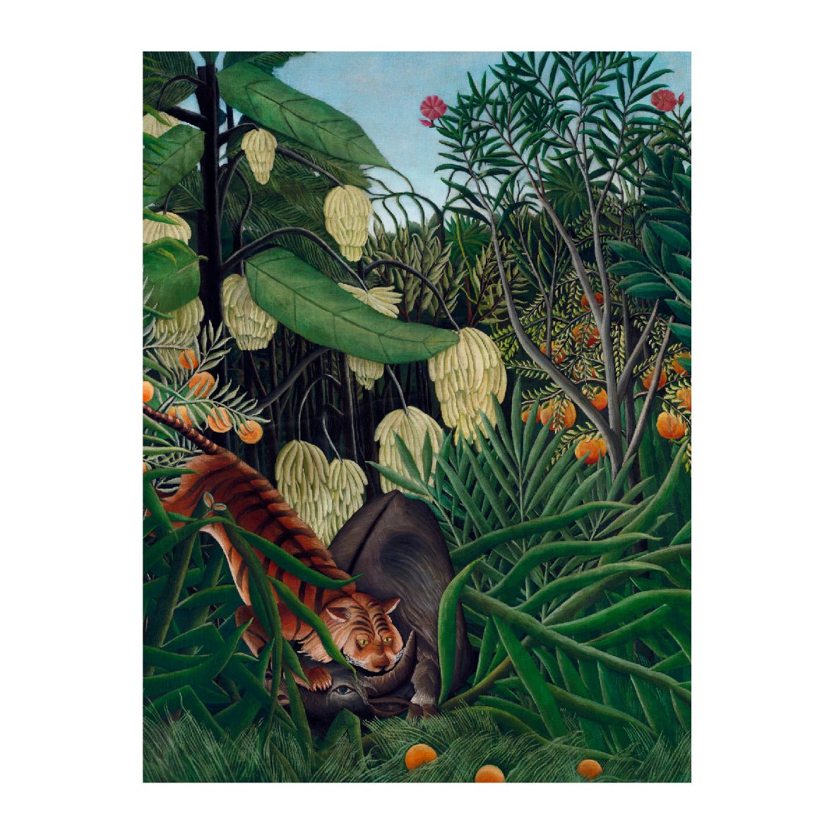 Decorative "Fight between a Tiger and a Buffalo (1908)" by Henri Rousseau Poster | High - Quality Print | Repositionable Adhesive - Pasquín