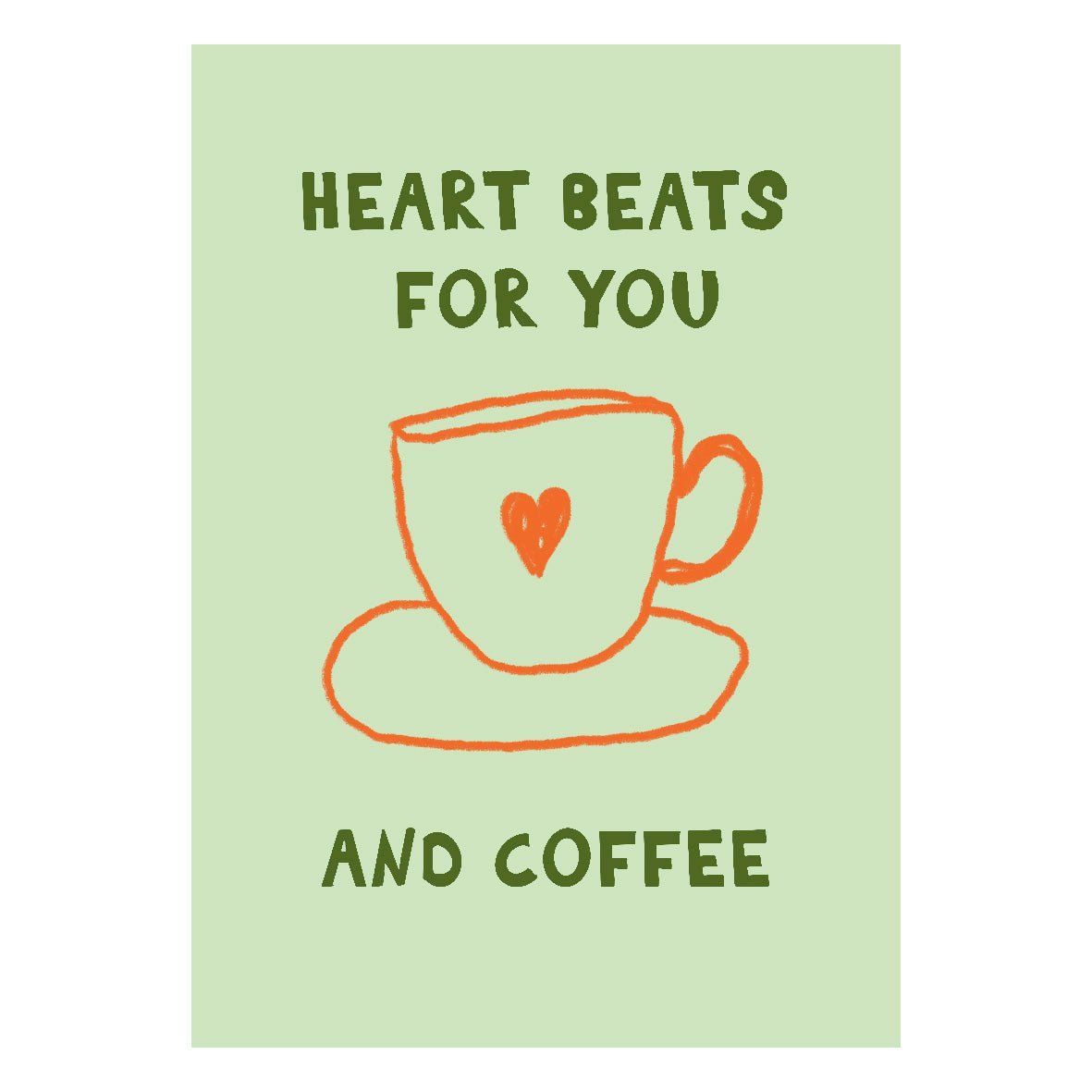 Decorative "Heartbeats for you and coffee" Poster | High - Quality Print | Repositionable Adhesive - Pasquín