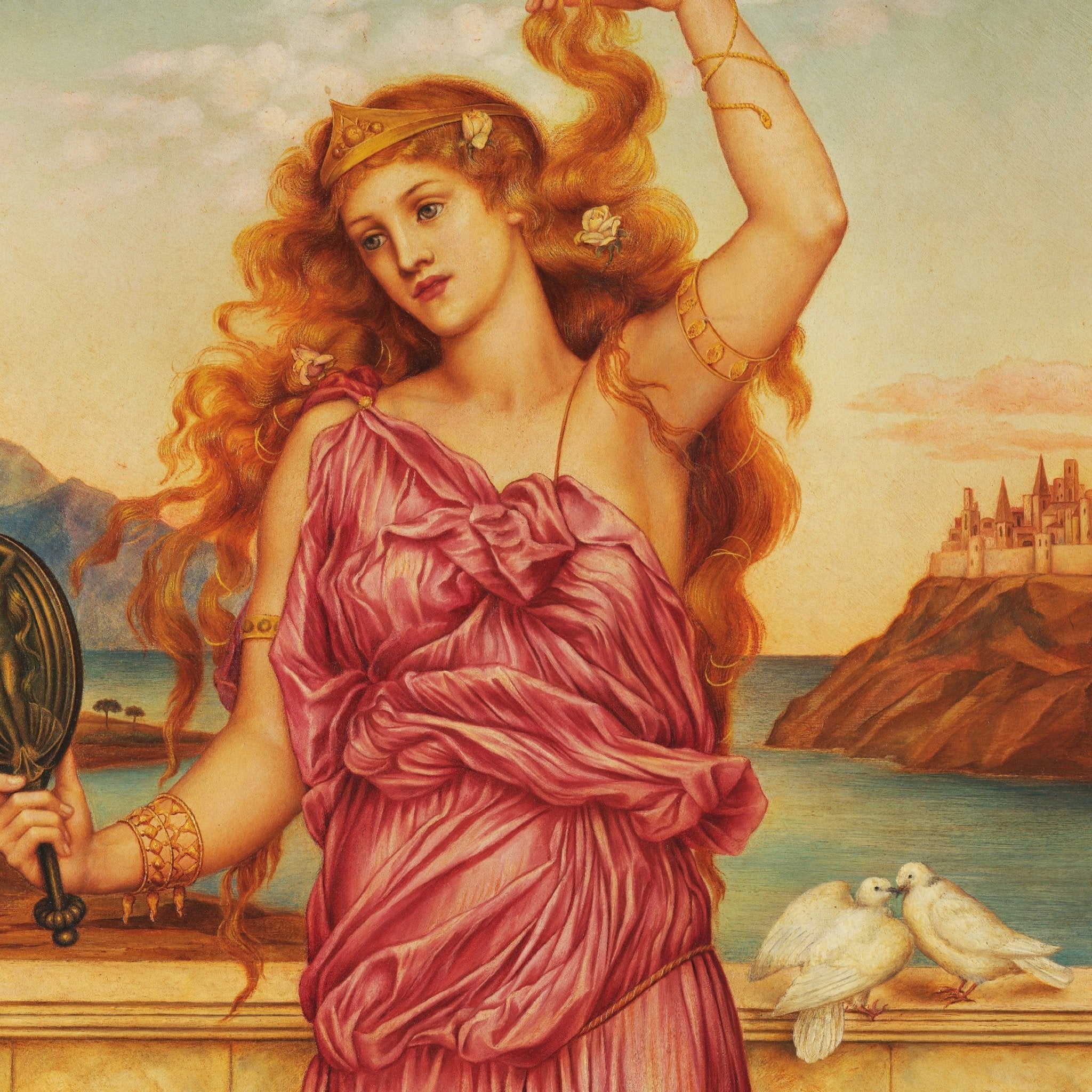 Decorative "Helen of Troy" by Evelyn De Morgan Poster | High - Quality Print | Repositionable Adhesive - Pasquín