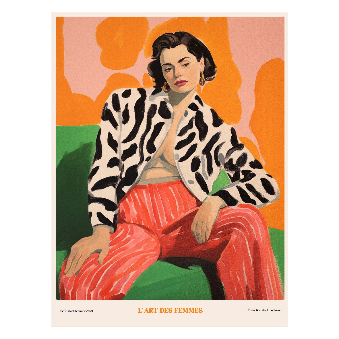 Decorative "L' Art des Femmes: The Dalmatian Coat" Poster | High - Quality Print | Repositionable Adhesive - Pasquín