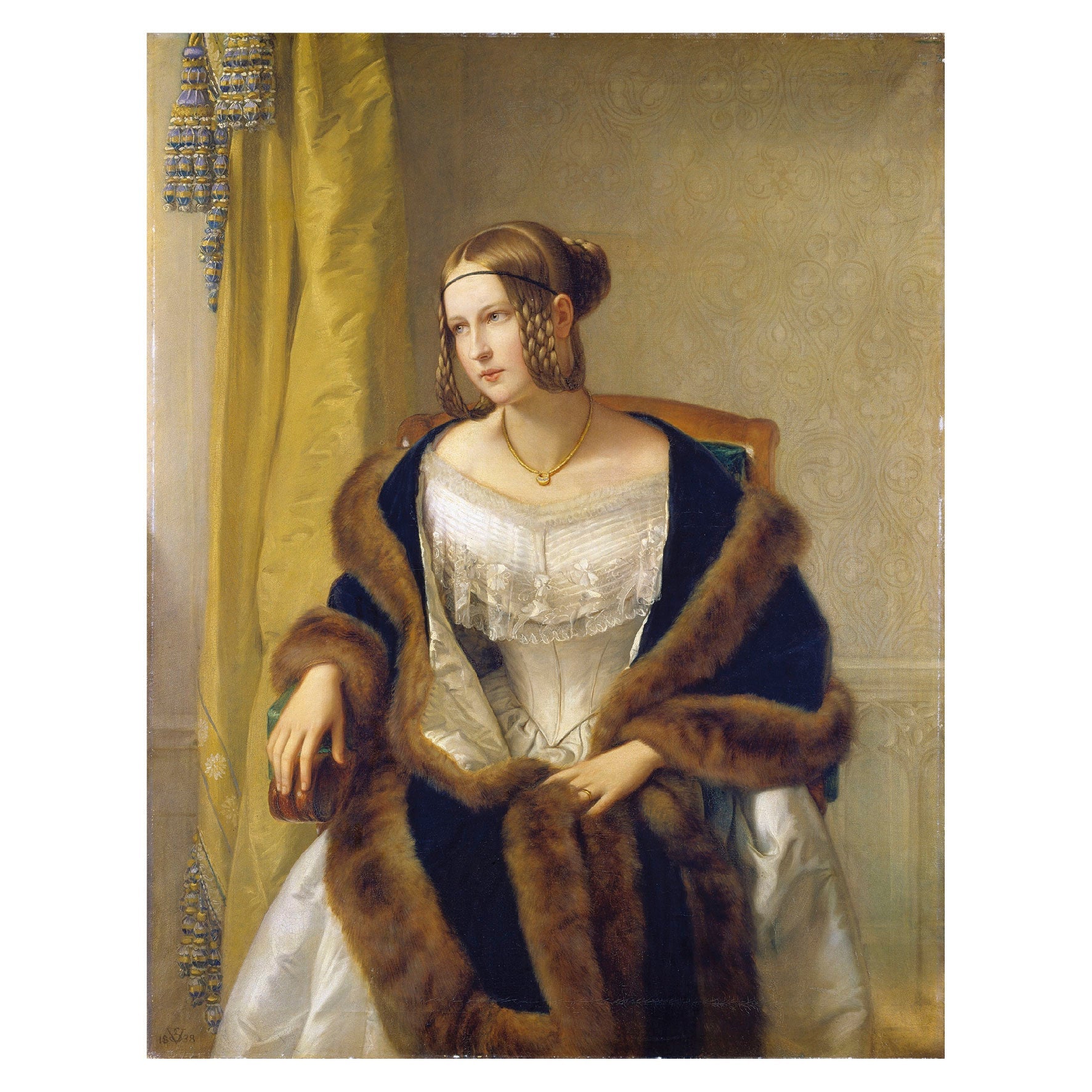 Decorative "Portrait of the Baroness of Bernus (1838)" by Philipp Veit Poster | High - Quality Print | Repositionable Adhesive - Pasquín