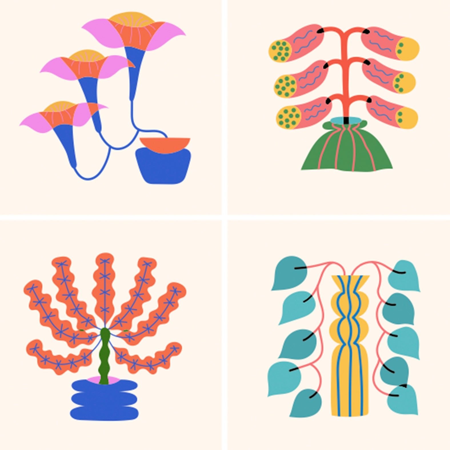 Decorative Removable Wall Tiles - Imaginary Botany Design - Pasquín