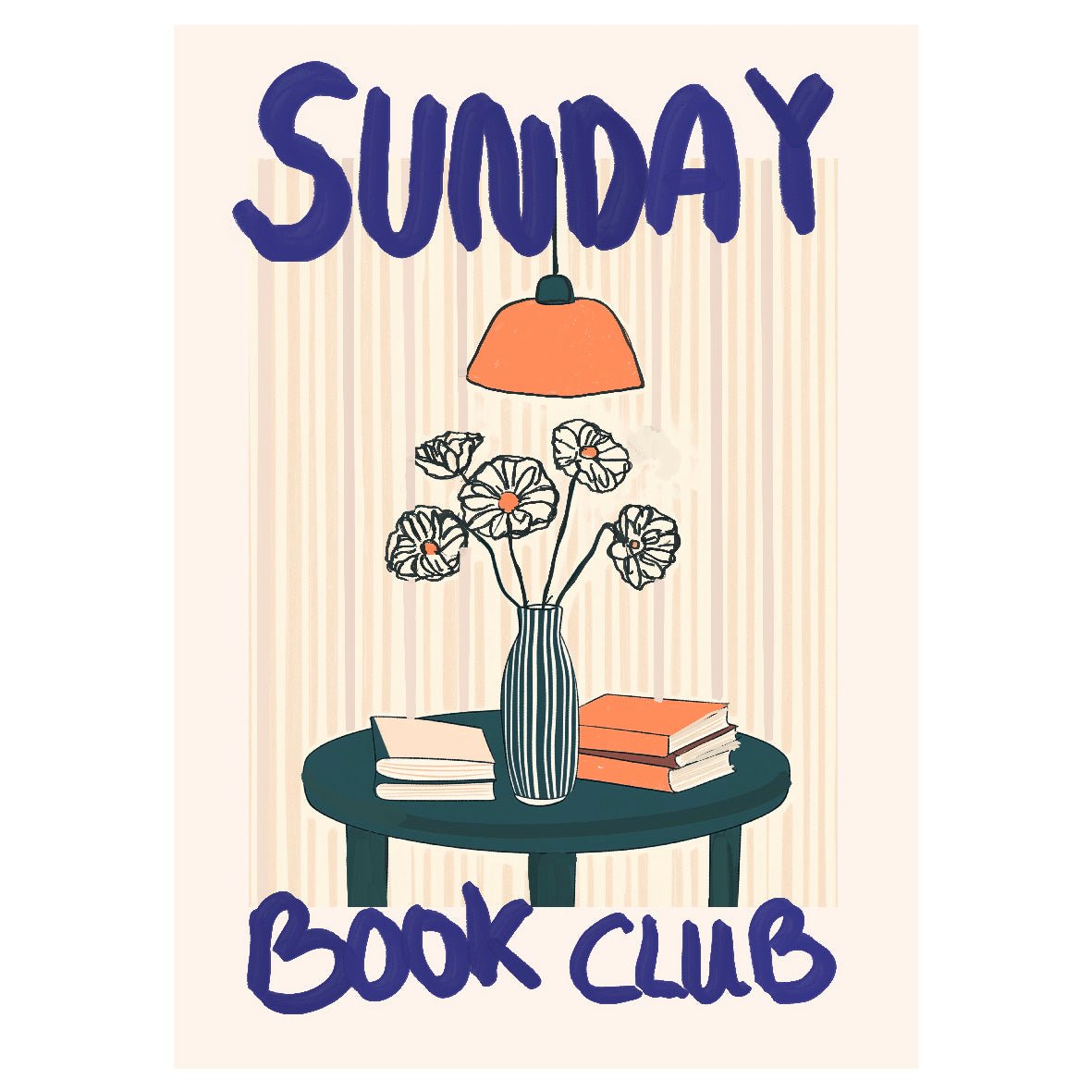 Decorative "Sunday Book Club" Poster | High - Quality Print | Repositionable Adhesive - Pasquín
