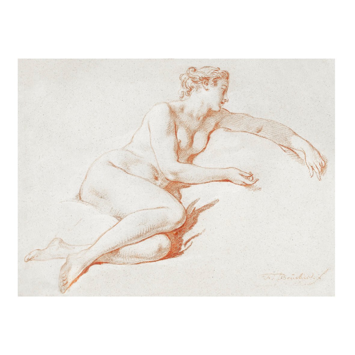 Decorative "Vintage naked woman posing sensually" Poster | High - Quality Print | Repositionable Adhesive - Pasquín