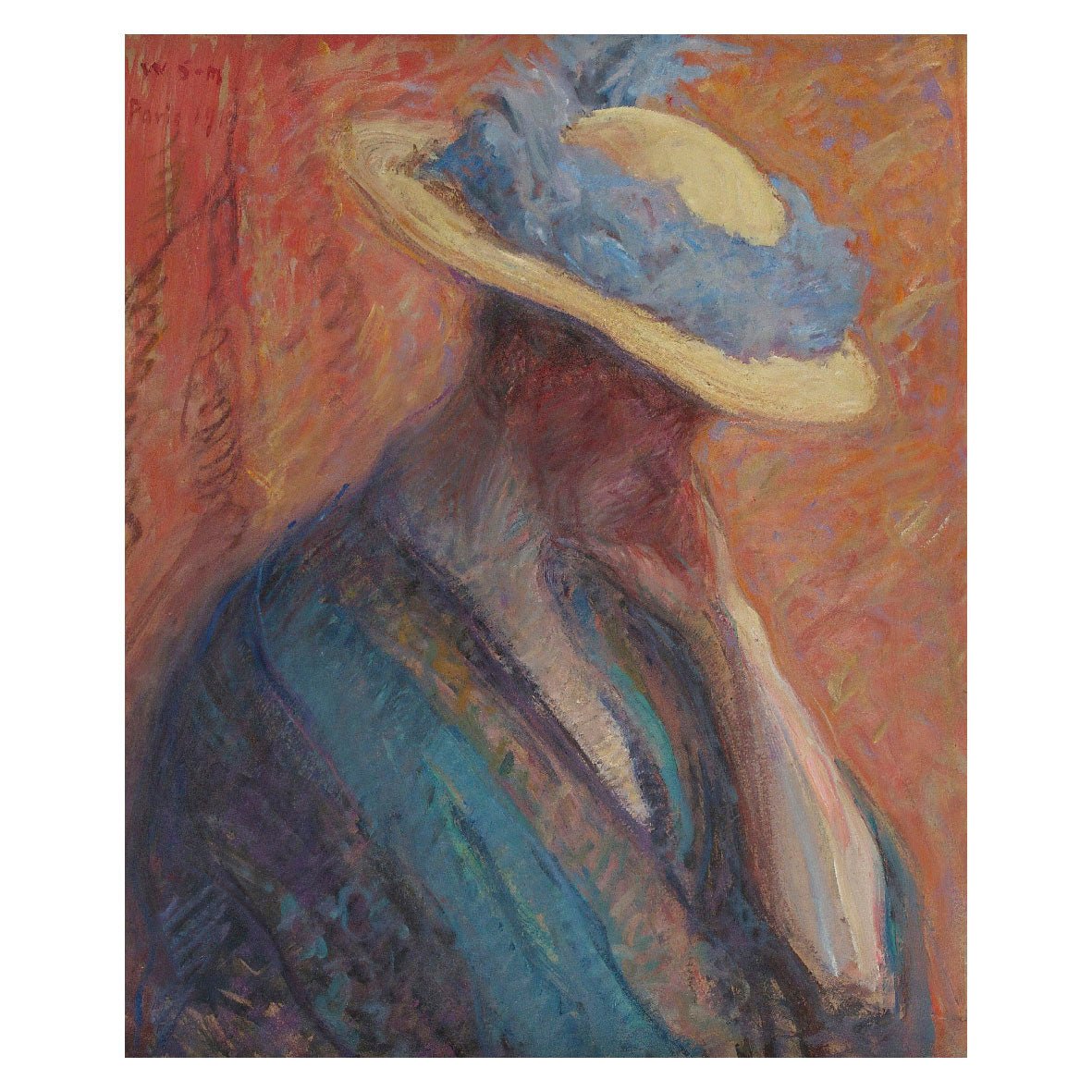 Decorative "Woman in a Hat (1913)" by Wilho Sjöström Poster | High - Quality Print | Repositionable Adhesive - Pasquín