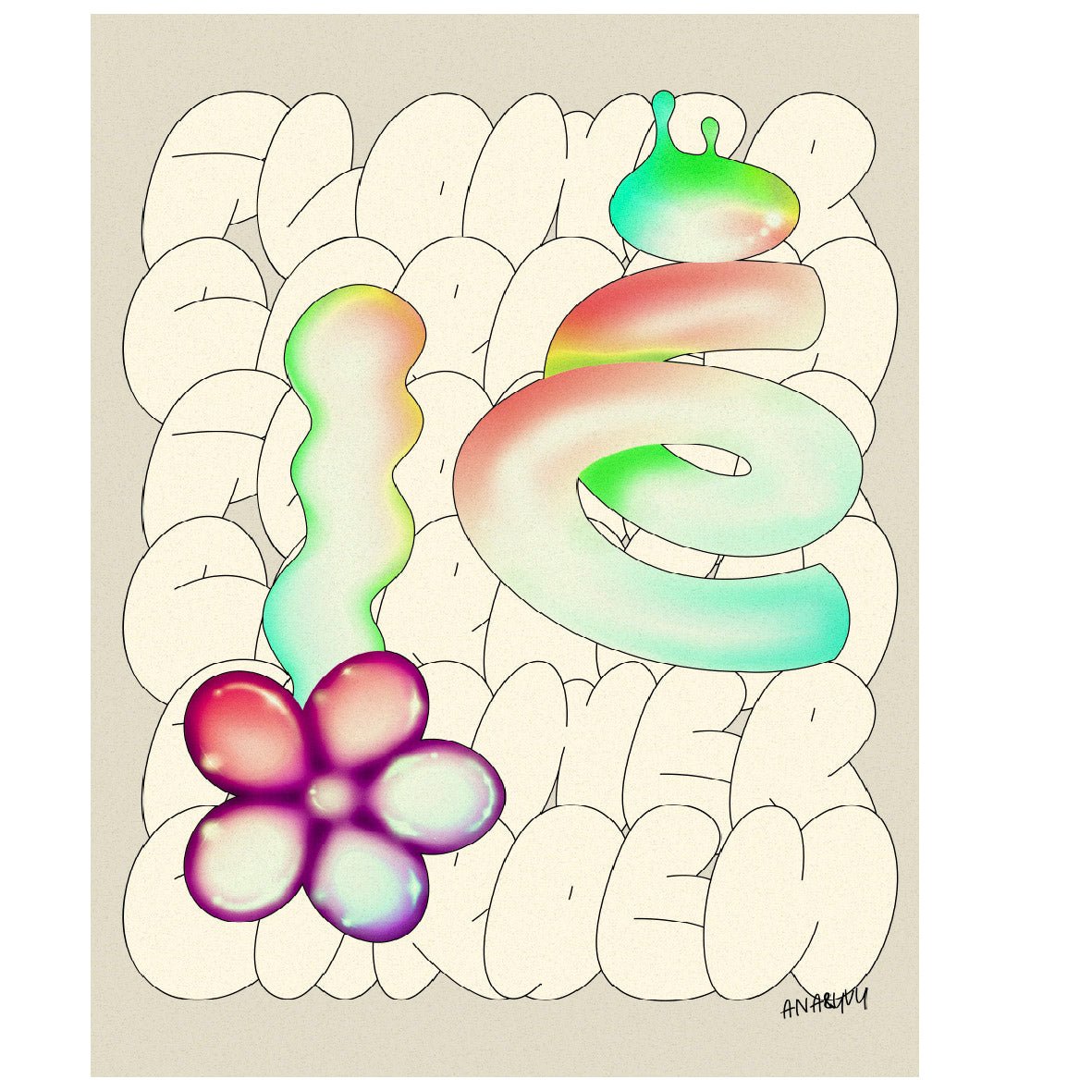 Flower Garden Graffiti Reusable Peel - and - Stick Poster - Pasquín