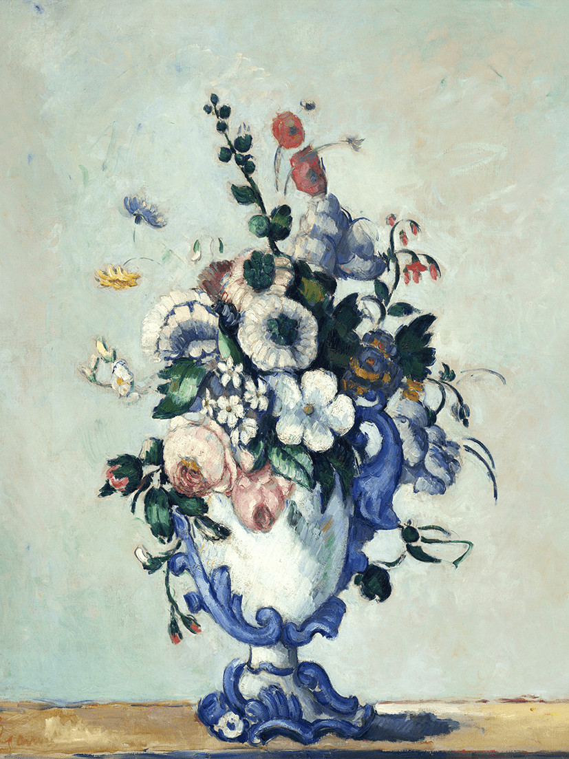 Flowers in a Roccoco Vase by Paul Cézanne - Reusable Peel-and-Stick Poster - Pasquín