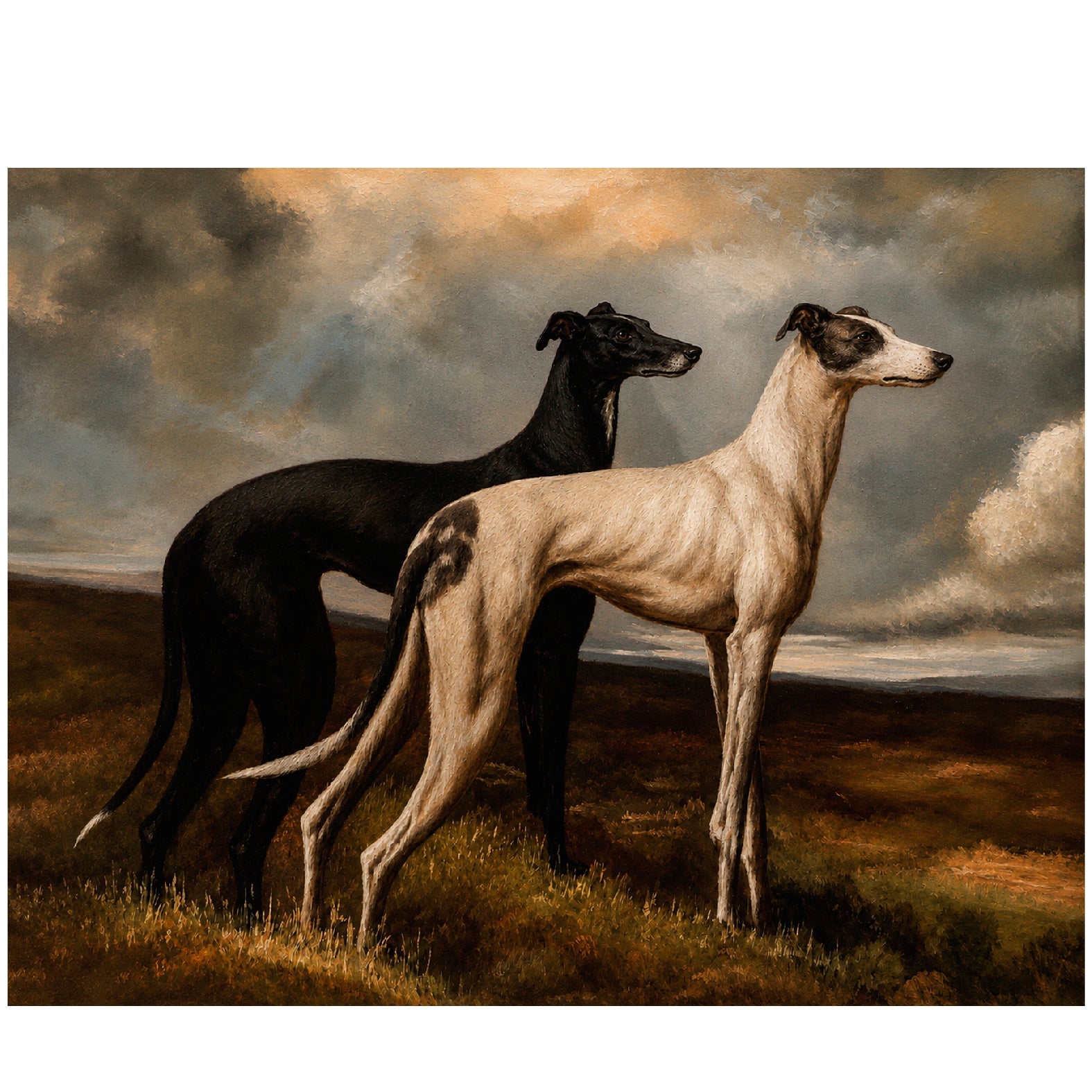 "Greyhounds in the Field" by Maud Earl - Reusable Peel-and-Stick Poster - Pasquín