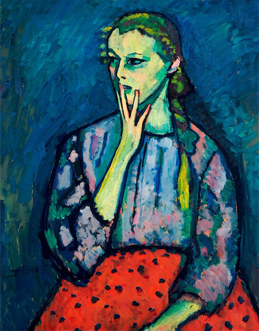 "Portrait of a Young Lady (1909)" by Alexej von Jawlensky - Reusable Peel-and-Stick Poster - Pasquín