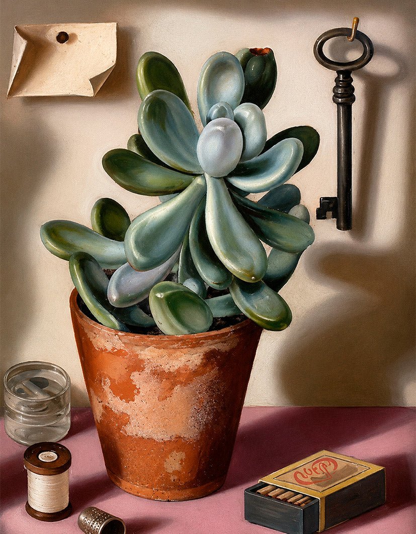 "Still Life with Succulent" by Tamara de Lempicka - Reusable Peel-and-Stick Poster - Pasquín