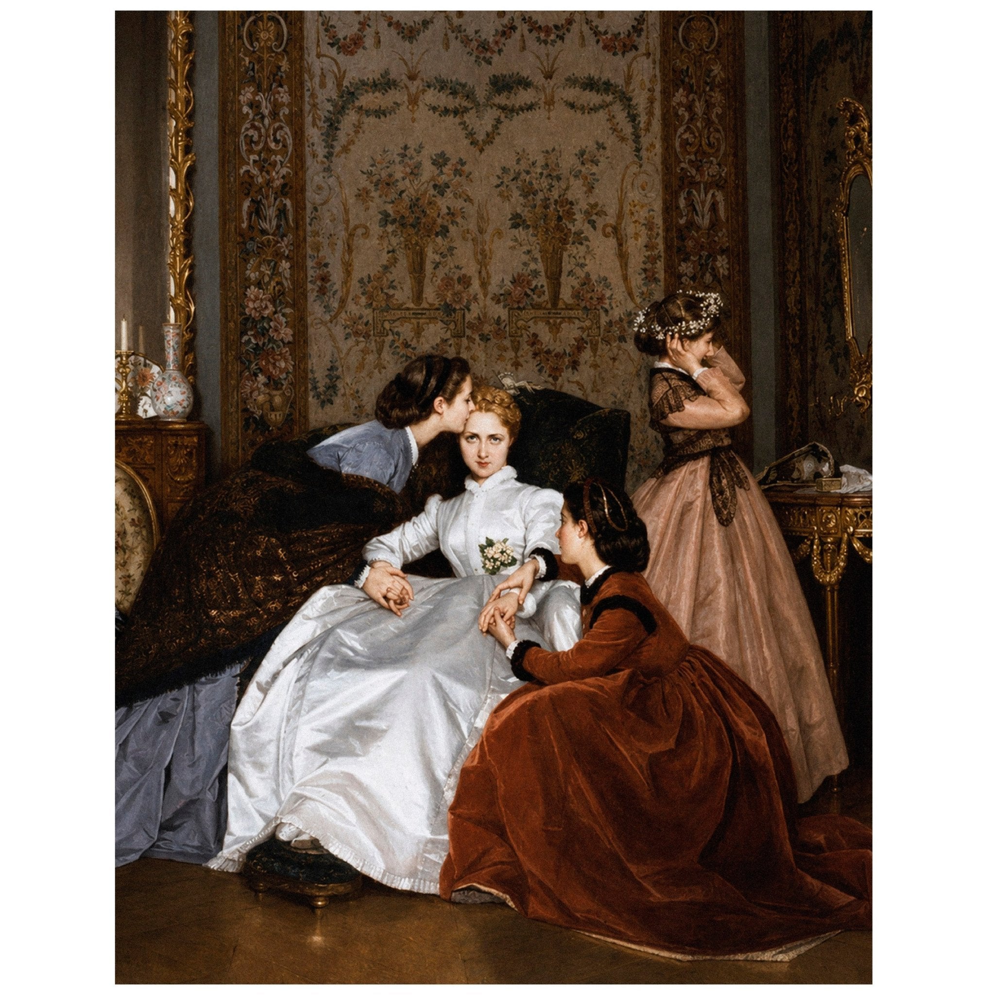 "The Reluctant Bride (1866)" by Auguste Toulmouche - Reusable Peel-and-Stick Poster - Pasquín