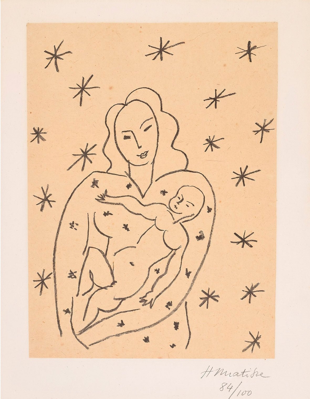 "Vierge et Enfant sur fond étoilé" by Henri Matisse - Reusable Peel-and-Stick Poster - Pasquín