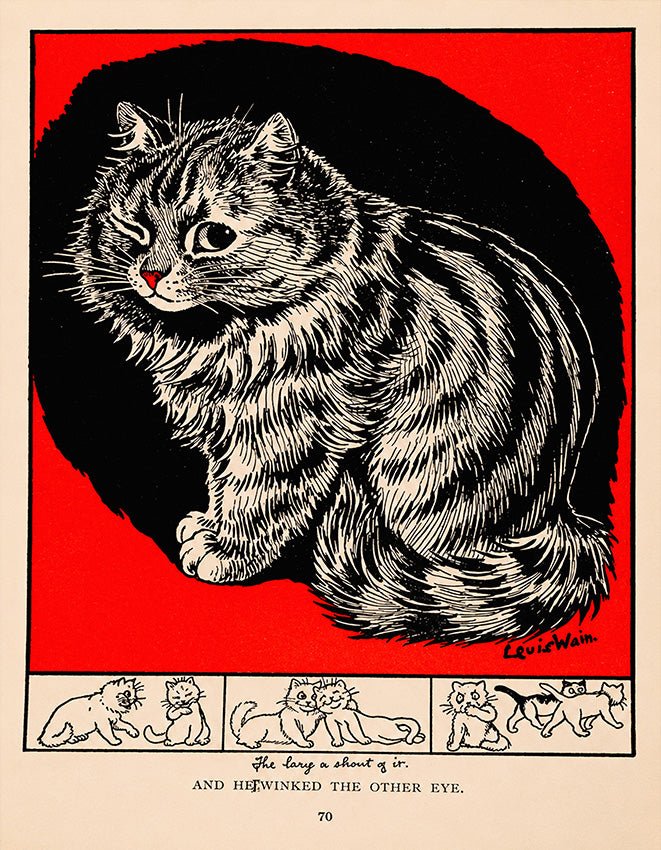 "And he winked the other eye (1923)" by Louis Wain - Reusable Peel-and-Stick Poster - Pasquín
