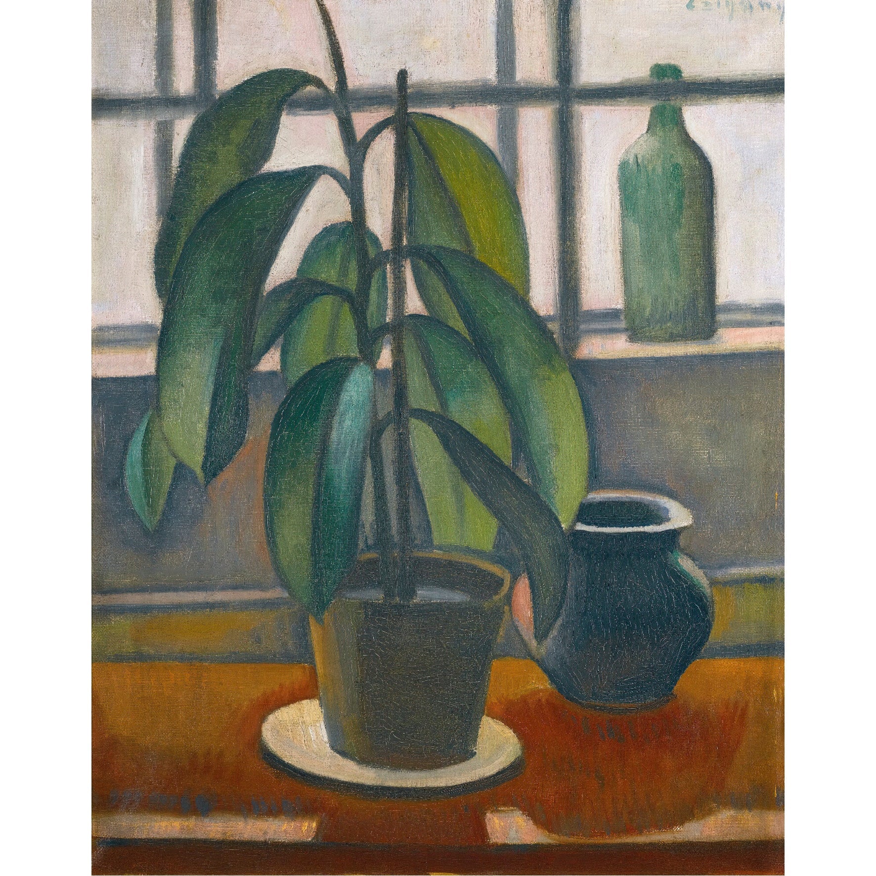 Decorative "A Rubber Plant On A Window Ledge" by Dezső Czigány Poster | High - Quality Print | Repositionable Adhesive - Pasquín Store