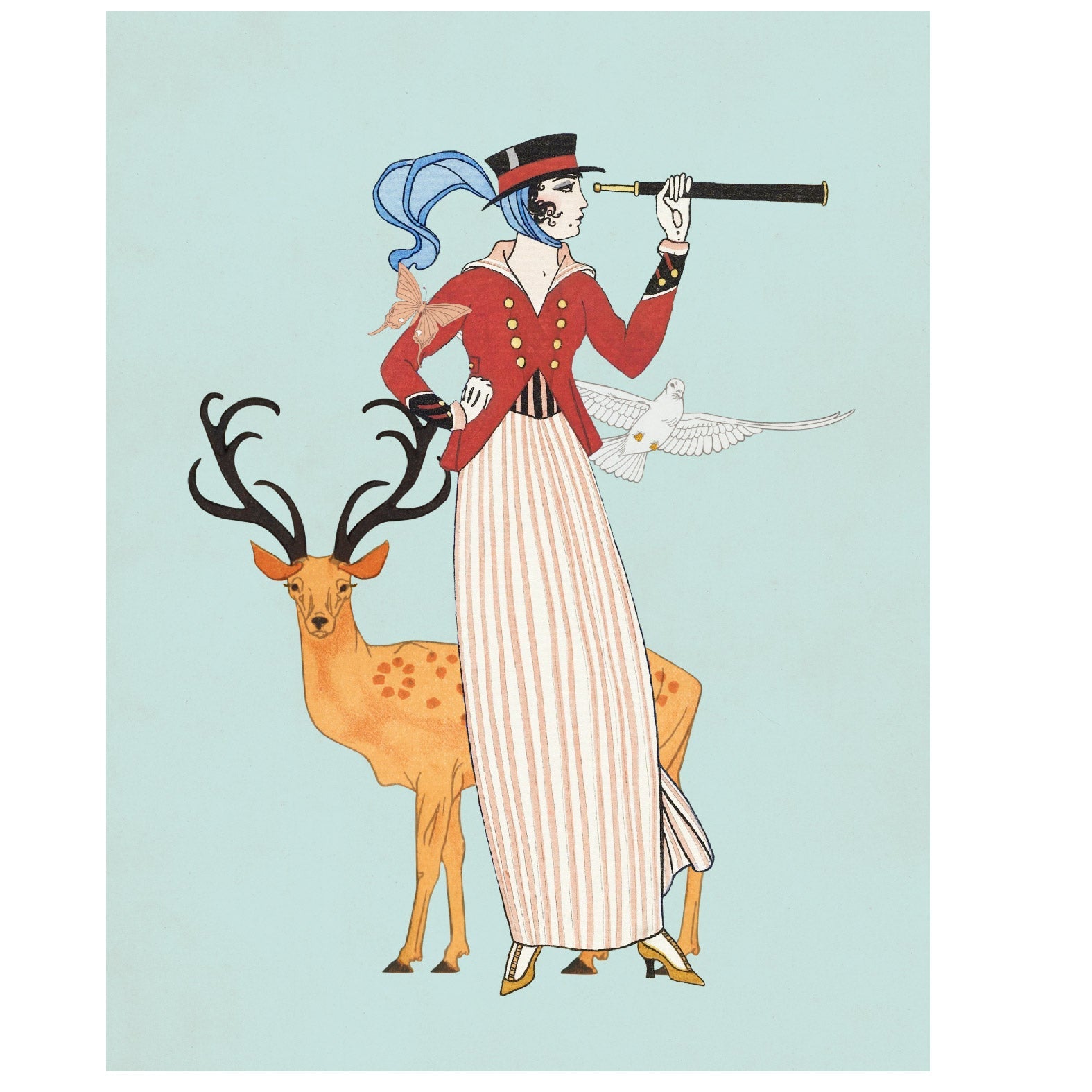 Decorative "Adventurer Woman" by George Barbier Poster | High - Quality Print | Repositionable Adhesive - Pasquín