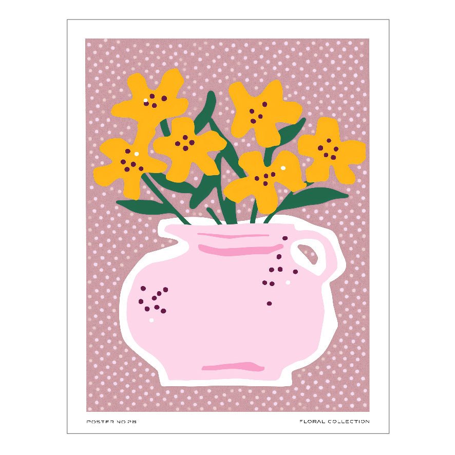 Decorative "Floral Collection: Yellow Flowers" Poster | High - Quality Print | Repositionable Adhesive - Pasquín