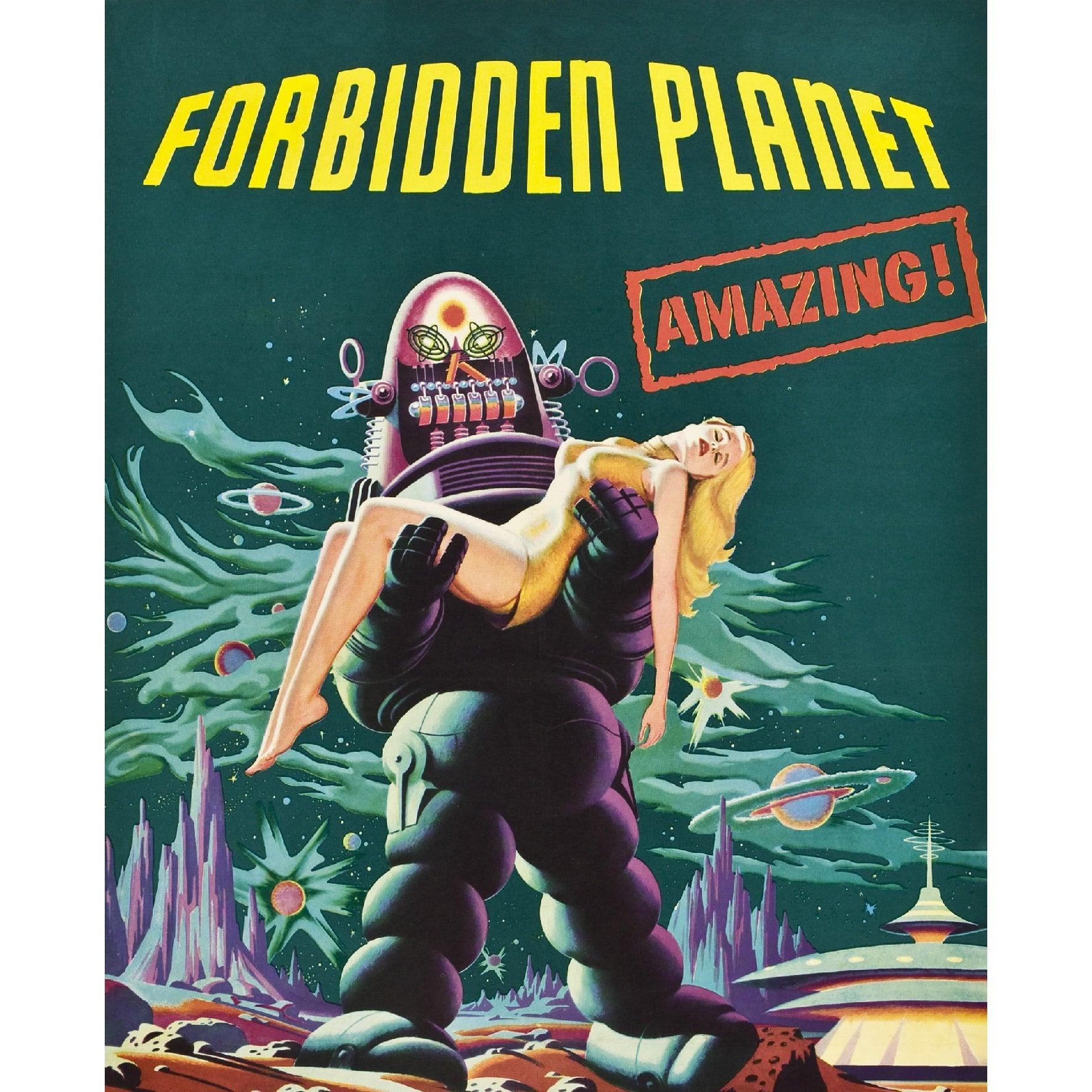 Decorative "Forbidden Planet (1956)" Poster | High - Quality Print | Repositionable Adhesive - Pasquín