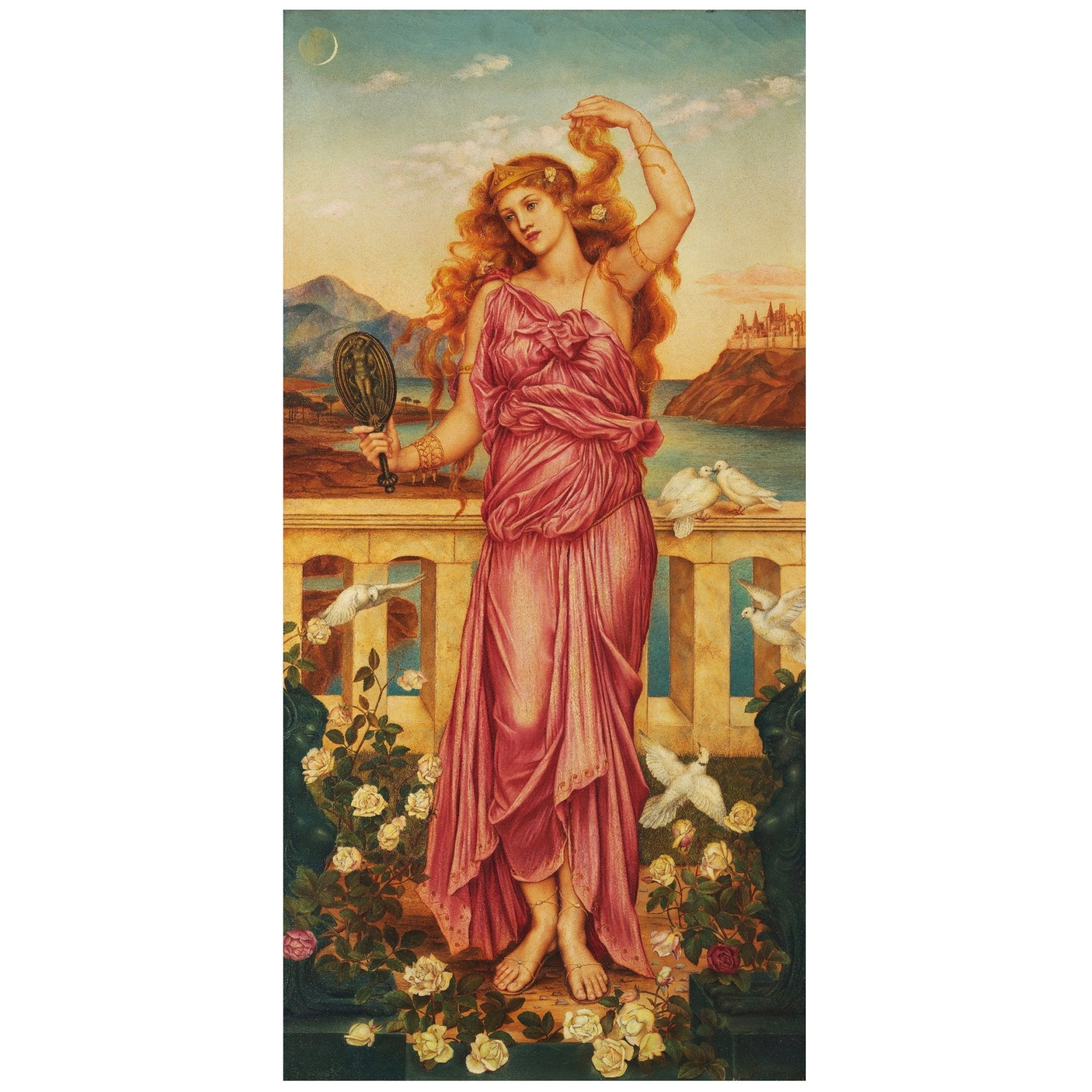 Decorative "Helen of Troy" by Evelyn De Morgan Poster | High - Quality Print | Repositionable Adhesive - Pasquín