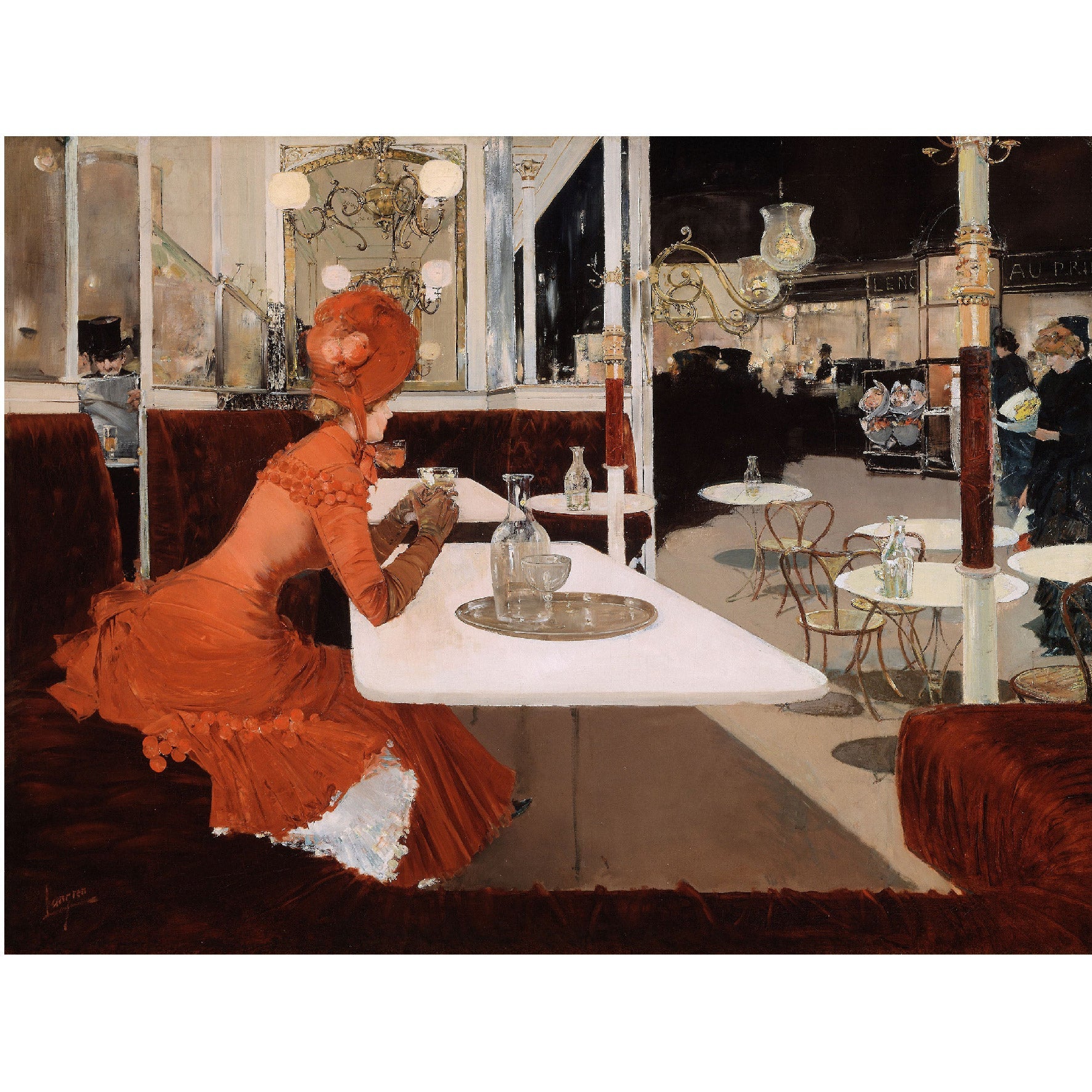 Decorative "In the Café (1882)" by Fernand Lungren Poster | High - Quality Print | Repositionable Adhesive - Pasquín