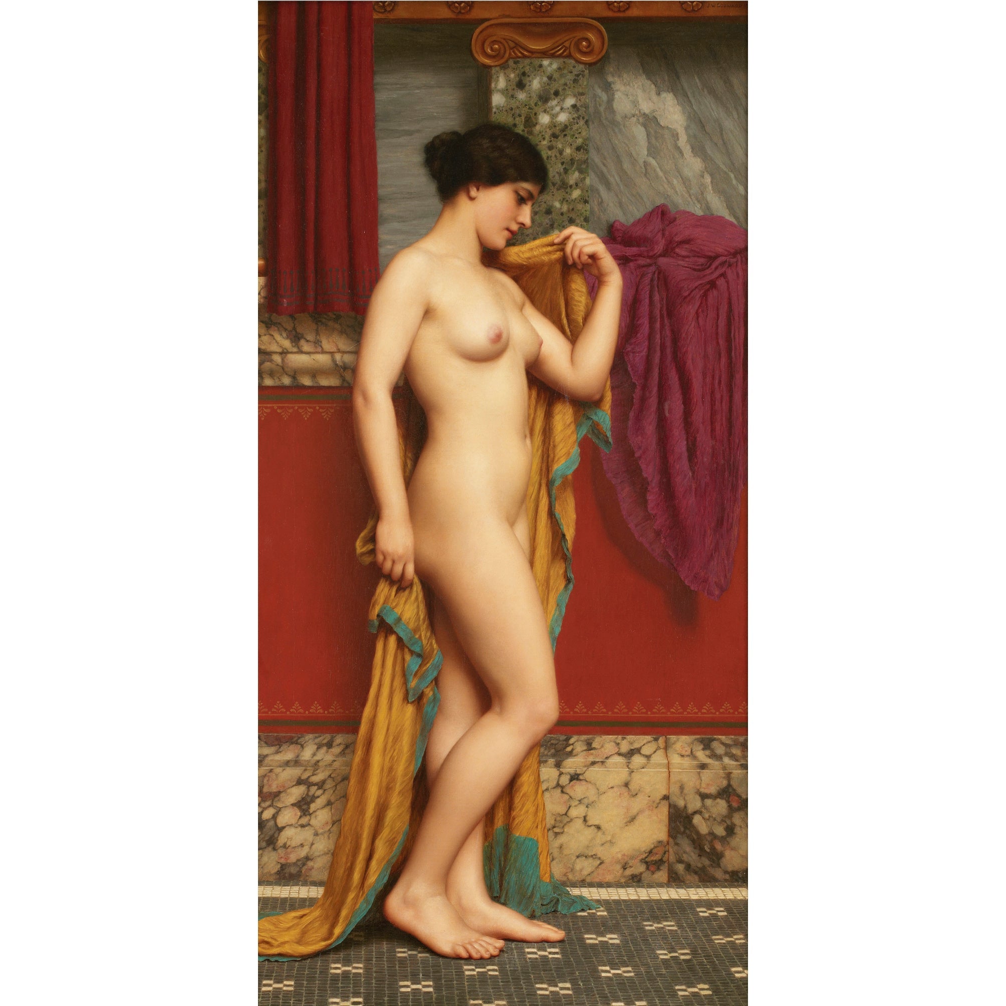 Decorative "In The Tepidarium" by John William Godward Poster | High - Quality Print | Repositionable Adhesive - Pasquín Store