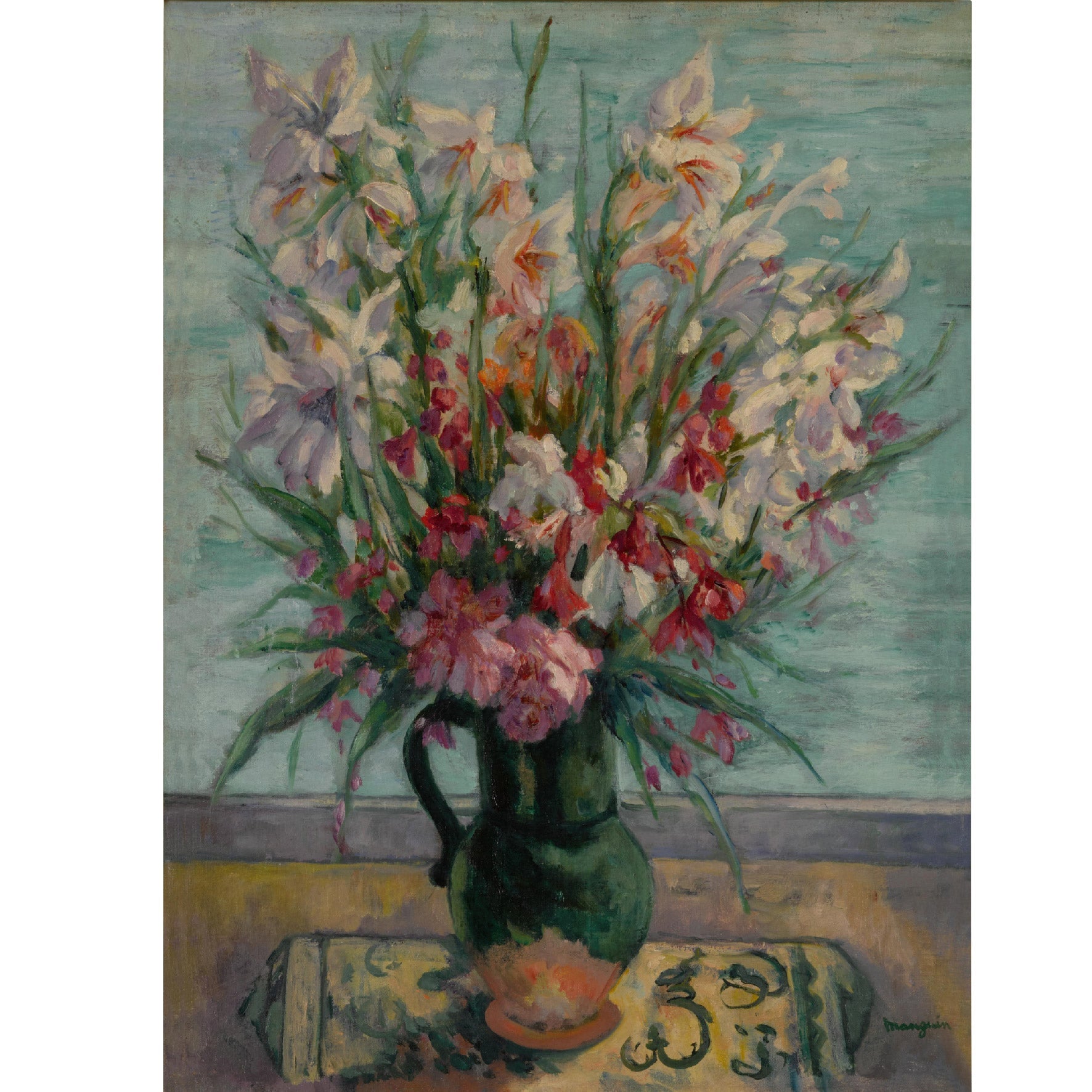 Decorative "Lauriers - roses devant la mer (1934)" by Henri Manguin | High - Quality Print | Repositionable Adhesive - Pasquín