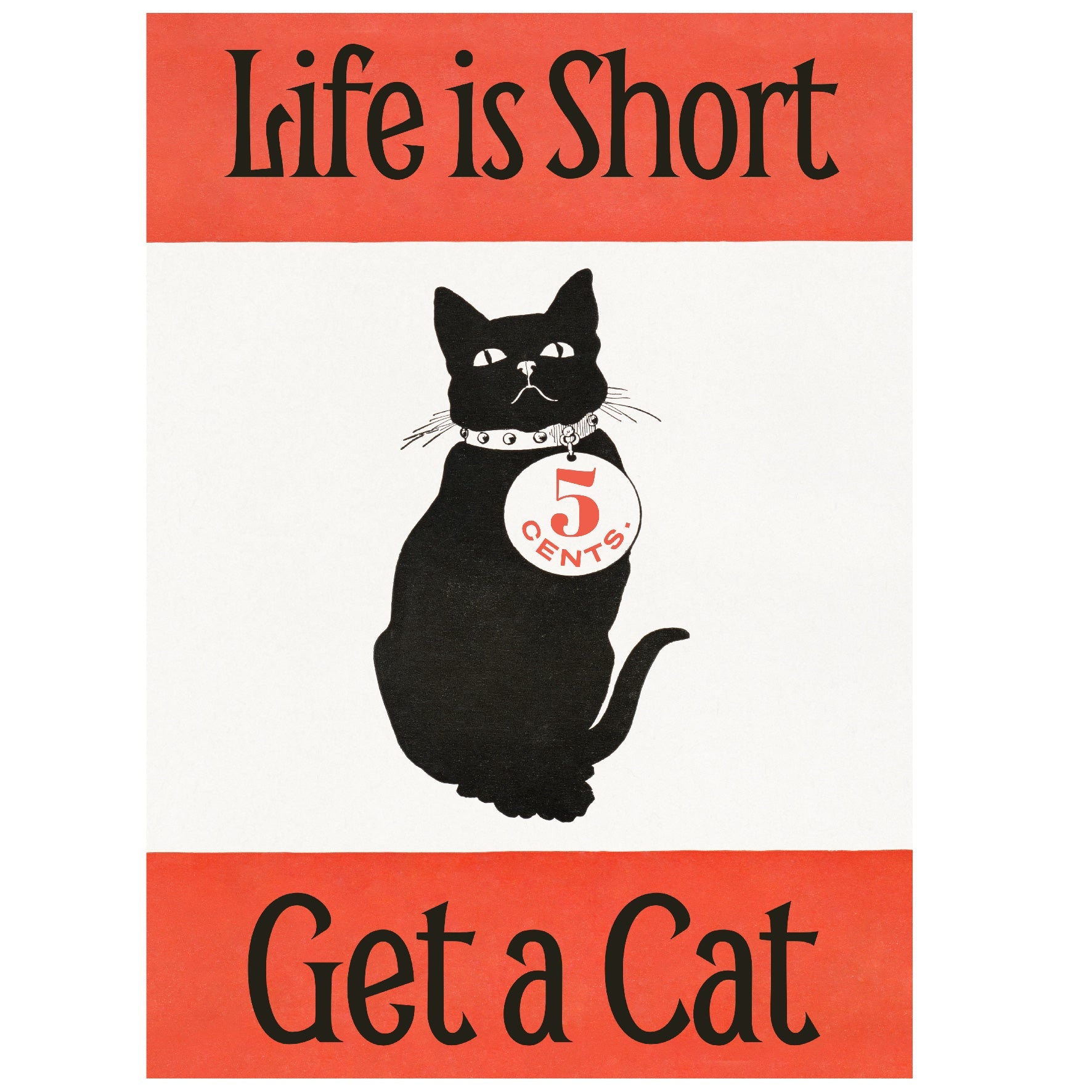 Decorative "Life is Short, Get a Cat" Poster | High - Quality Print | Repositionable Adhesive - Pasquín