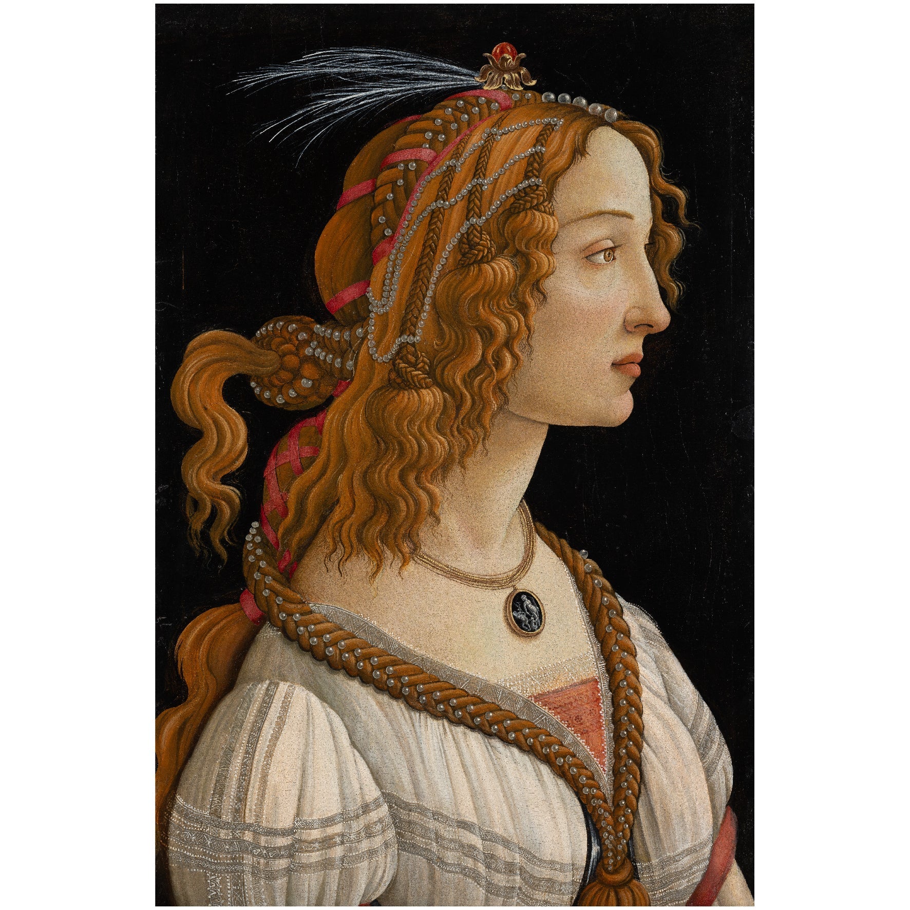 Decorative "Portrait of Simonetta Vespucci" by Sandro Botticelli Poster | High - Quality Print | Repositionable Adhesive - Pasquín Store