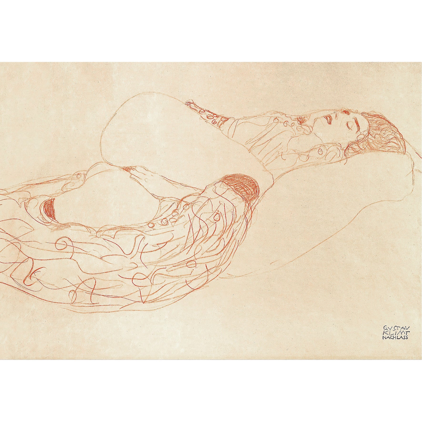 Decorative "Reclining Semi - Nude" by Gustav Klimt Poster | High - Quality Print | Repositionable Adhesive - Pasquín Store