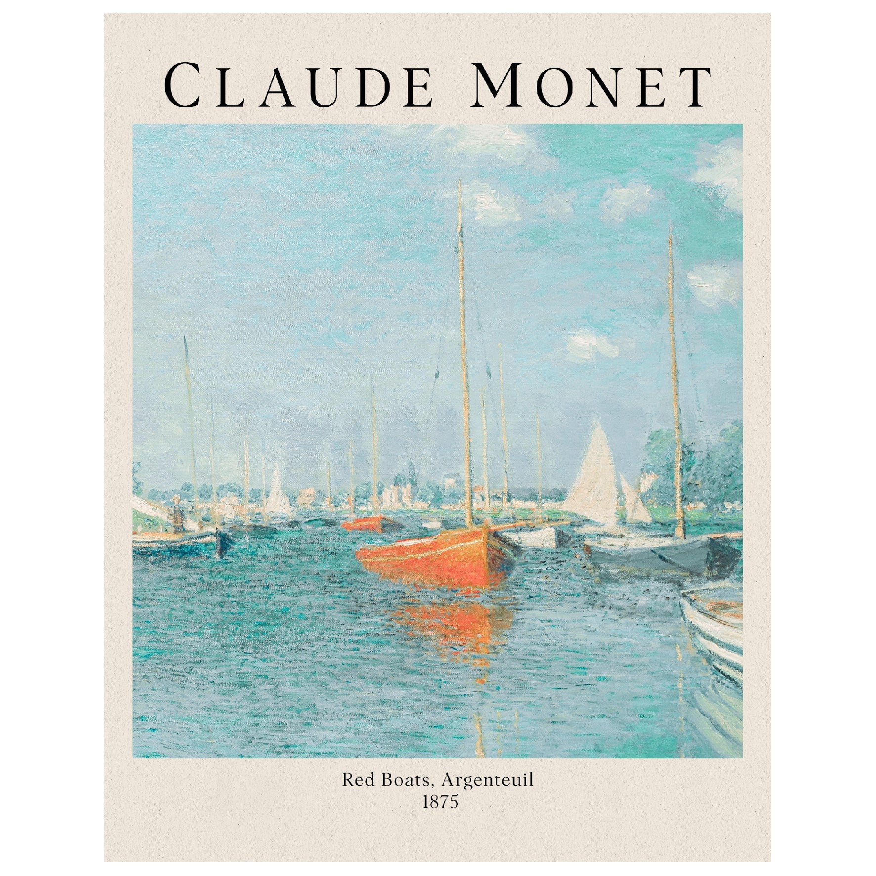 Decorative "Red Boats, Argenteuil" by Claude Monet Poster | High - Quality Print | Repositionable Adhesive - Pasquín