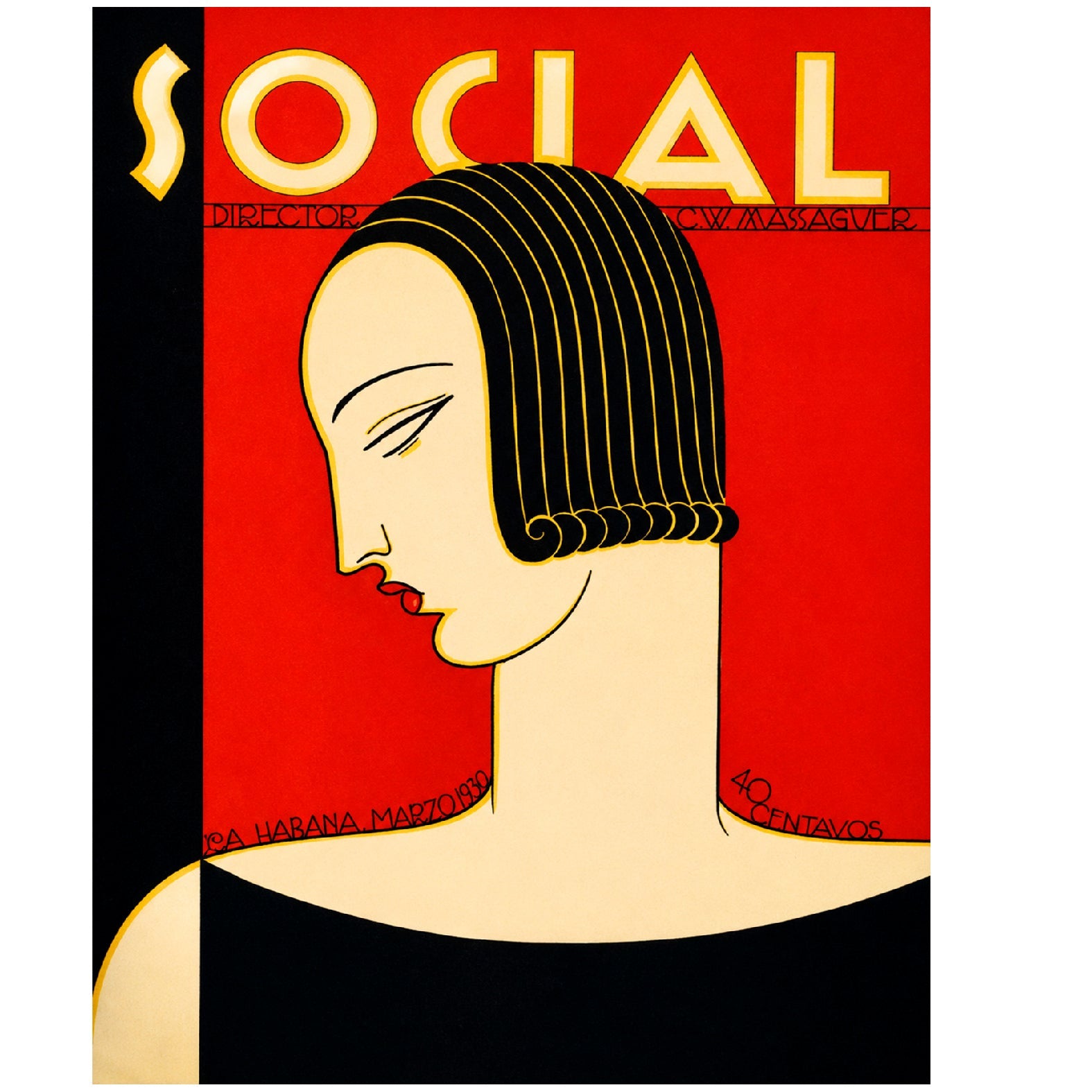 Decorative “Social cover (1930)" por Conrado Walter Massaguer Poster | High-Quality Print | Repositionable Adhesive - Pasquín
