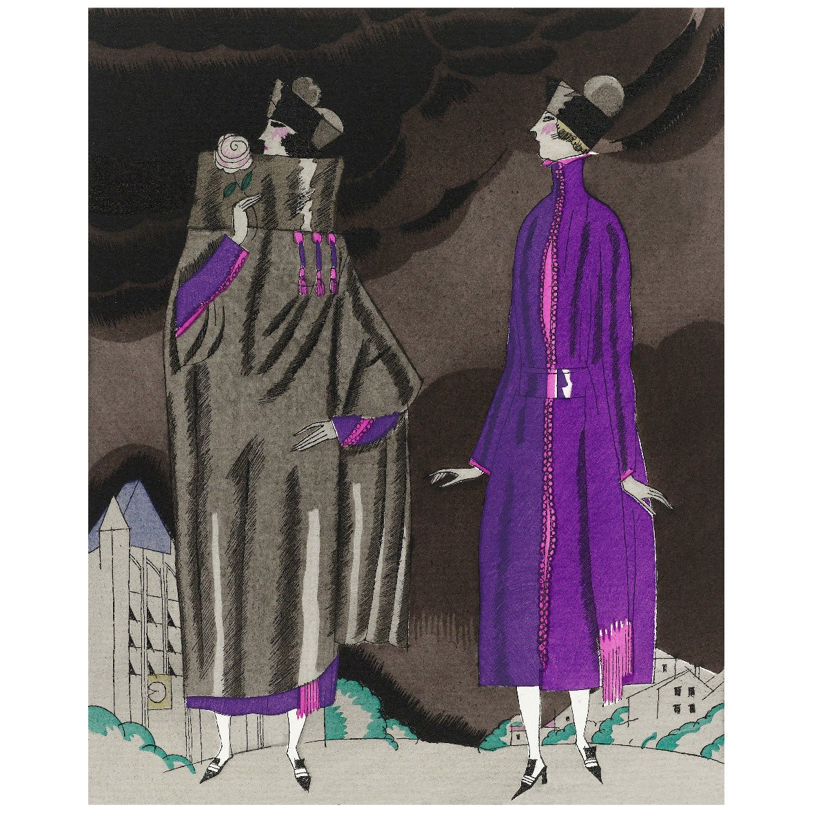 Decorative "Women in Fashionable Vintage Dress" by Charles Martin Poster | High - Quality Print | Repositionable Adhesive - Pasquín