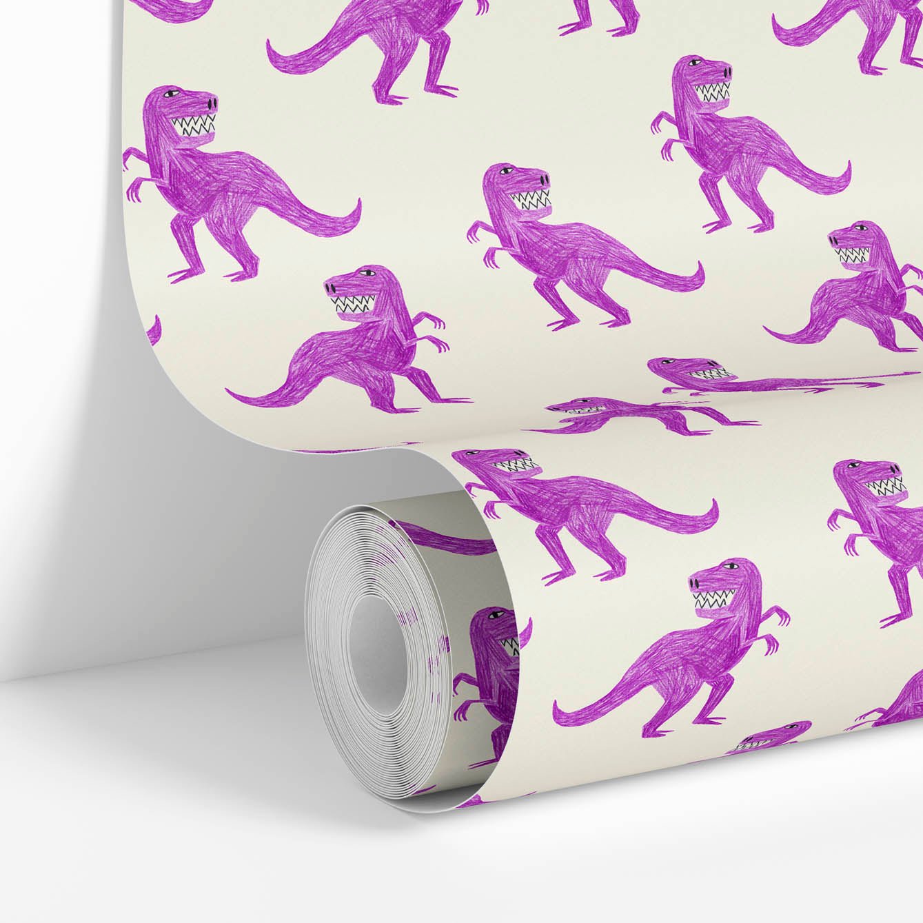 Dinosaur Rex Pink Removable Wallpaper - High - Quality Fabric, Safe & Repositionable - Pasquín Store