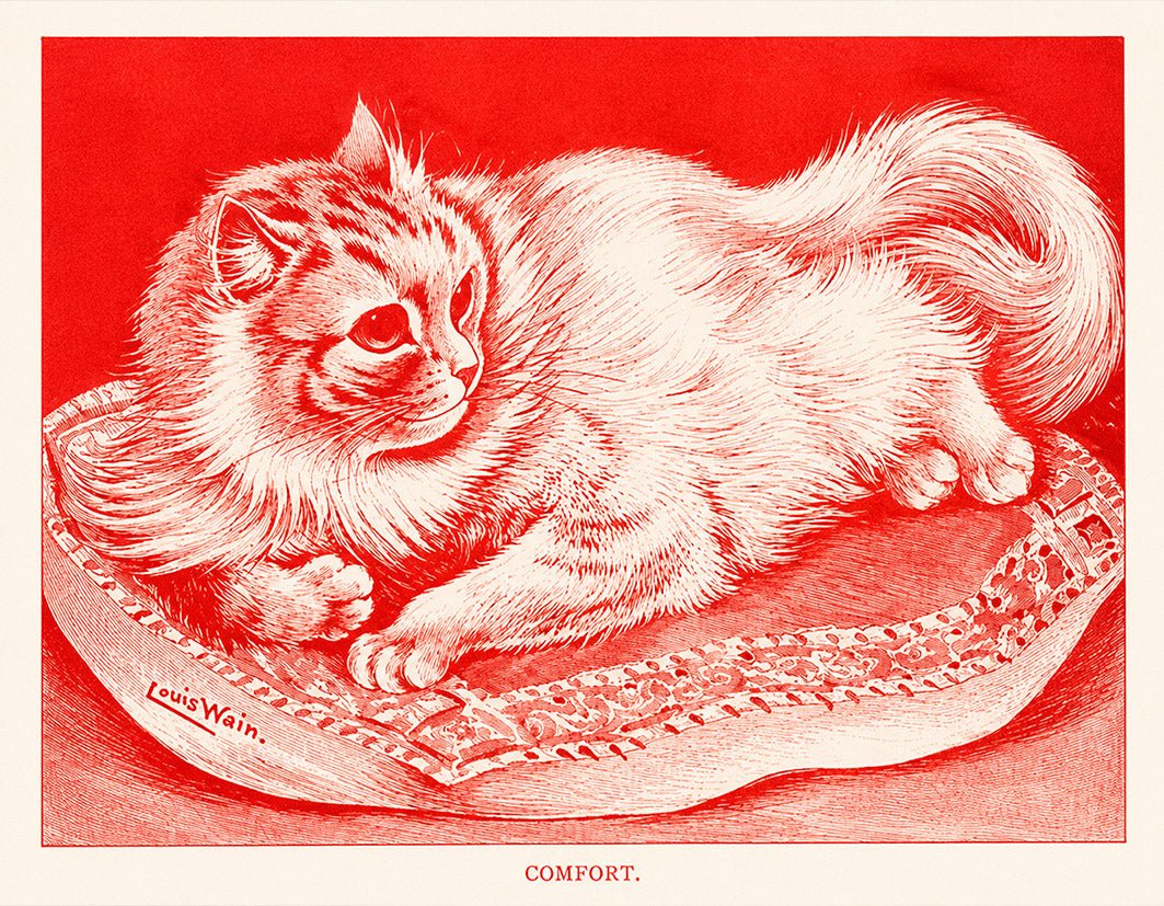 "Feline Rest" by Louis Wain- Reusable Peel-and-Stick Poster - Pasquín