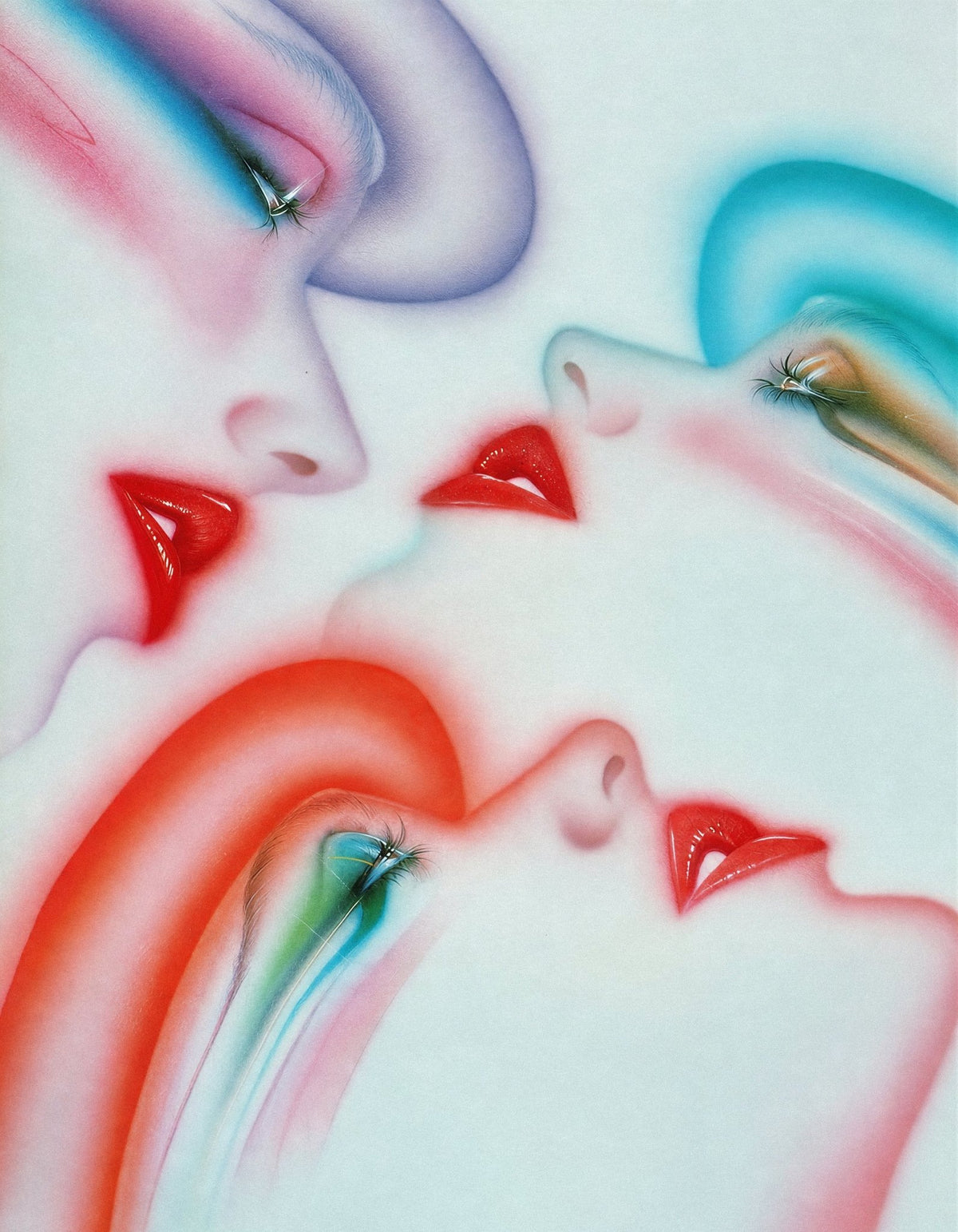 Hajime Sorayama Airbrush Lips 80s - Reusable Peel-and-Stick Poster - Pasquín