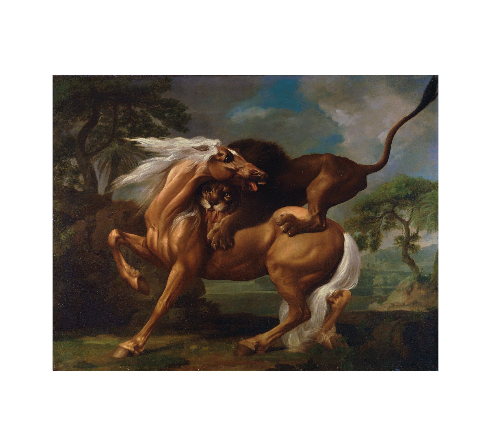 Handmade A Lion Attacking a Horse (1762) by George Stubbs Art Adhesive Poster - Eco - Friendly and High - Quality - Pasquín Store