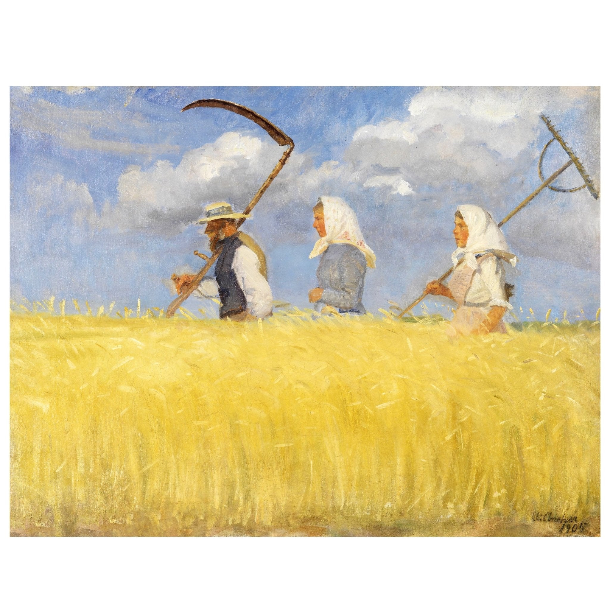 Handmade "Harvesters (1905)" by Anna Ancher Poster | High - Quality Print | Repositionable Adhesive - Pasquín Store