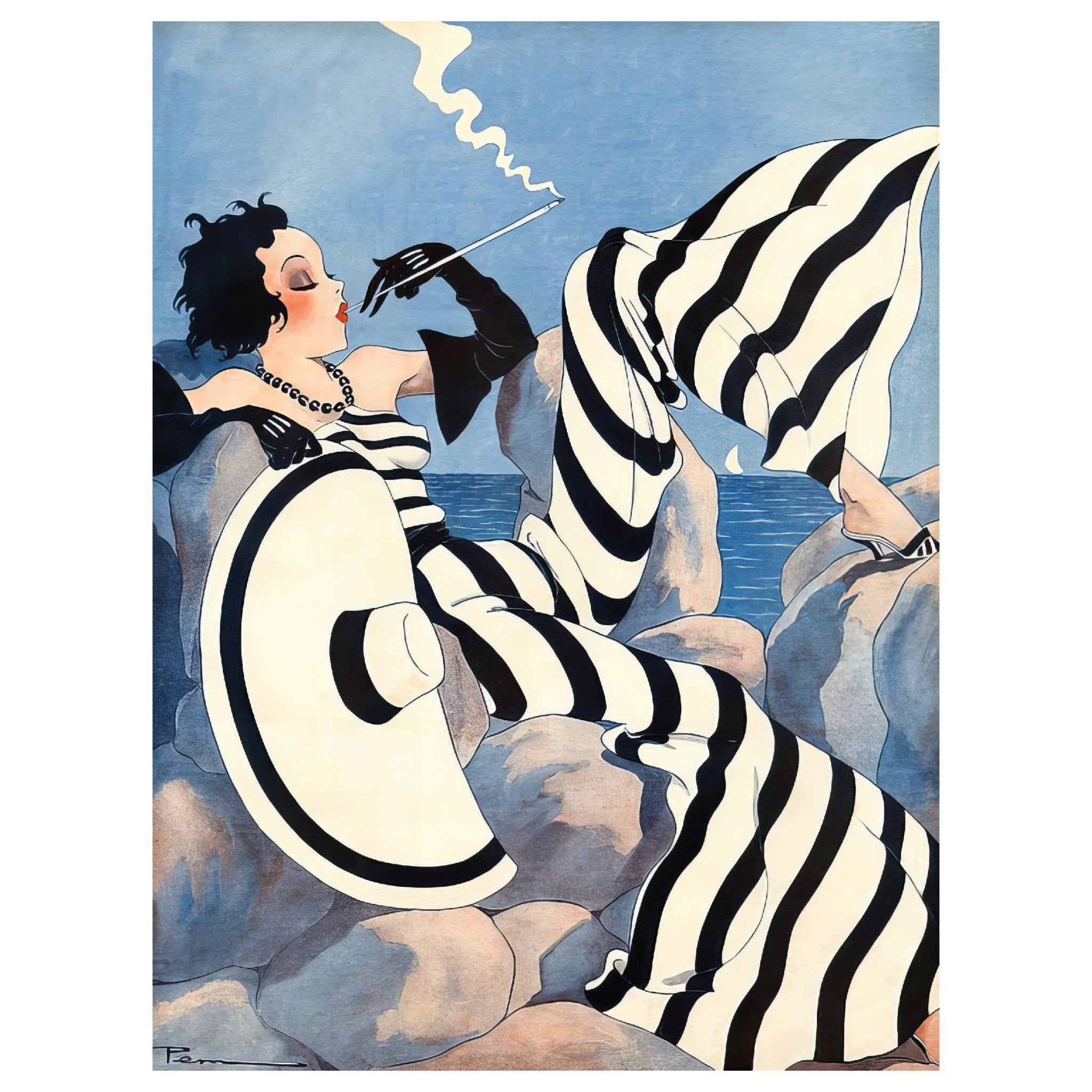 Handmade "La Femme au Chapeau" by Jean - Gabriel Domergue Poster | High - Quality Print | Repositionable Adhesive - Pasquín Store