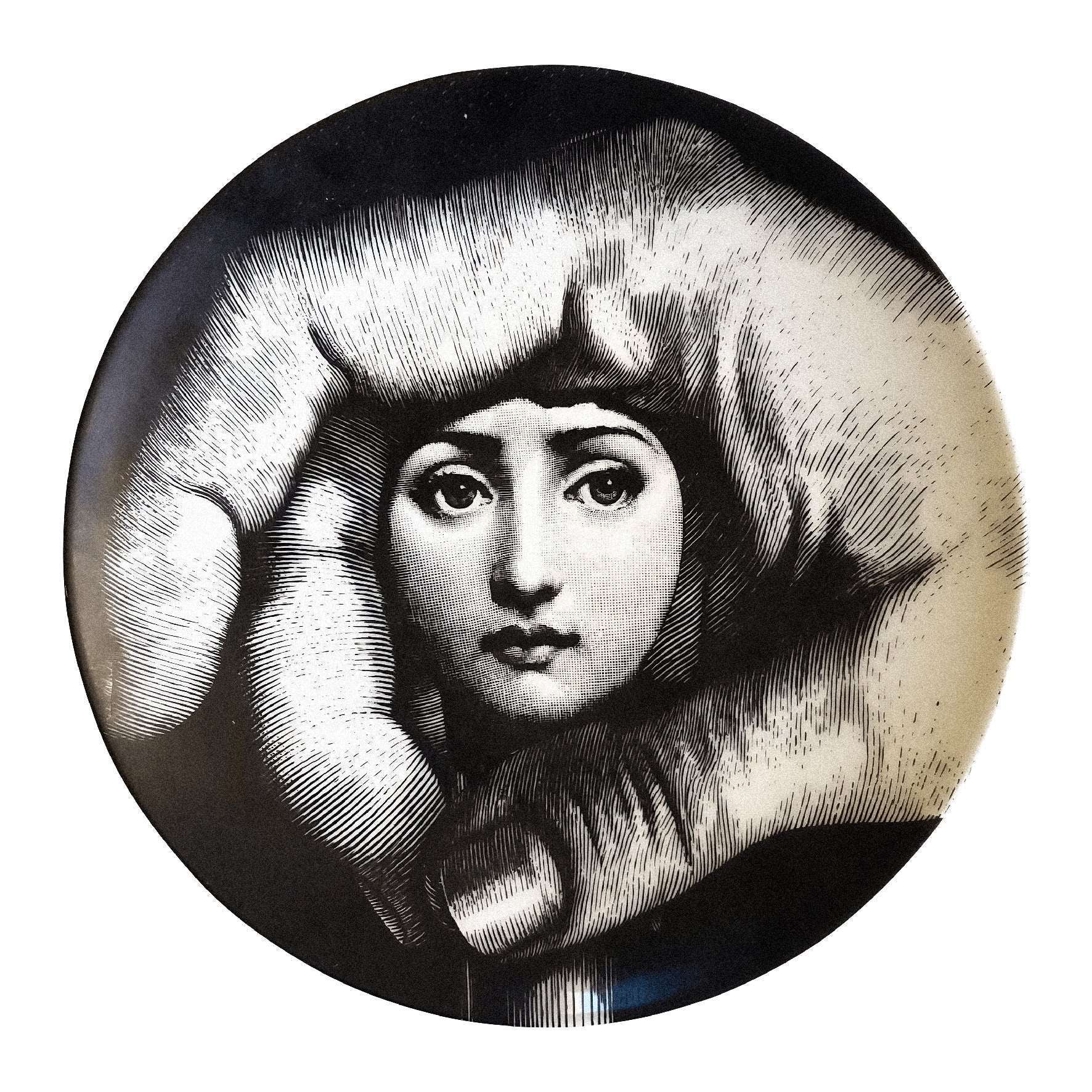 Handmade "Lina and The Hand (Round)" by P. Fornasetti Poster | High - Quality Print | Repositionable Adhesive - Pasquín Store