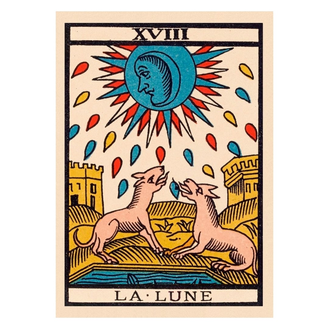 Handmade "Tarot Card: La Lune (La Luna)" Poster | High - Quality Print | Repositionable Adhesive - Pasquín Store