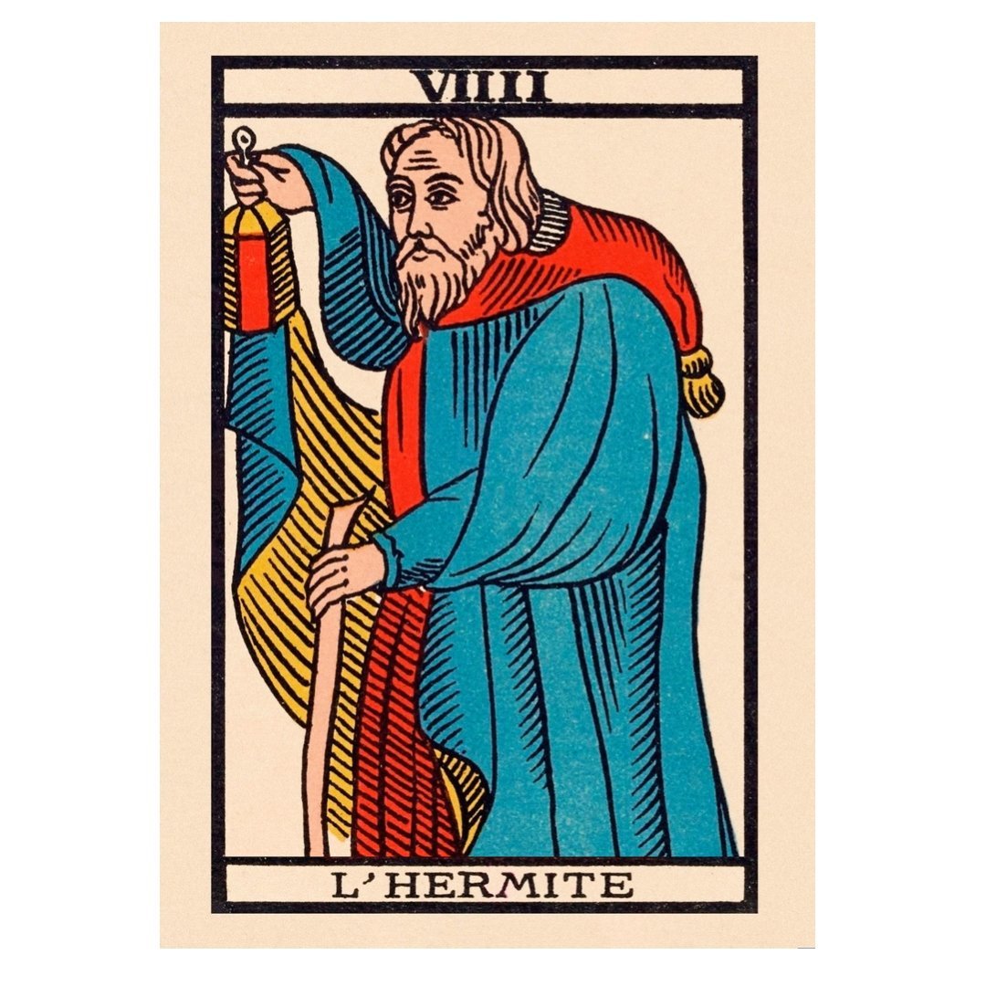 Handmade "Tarot Card: L'Hermite (The Hermit)" Poster | High - Quality Print | Repositionable Adhesive - Pasquín Store