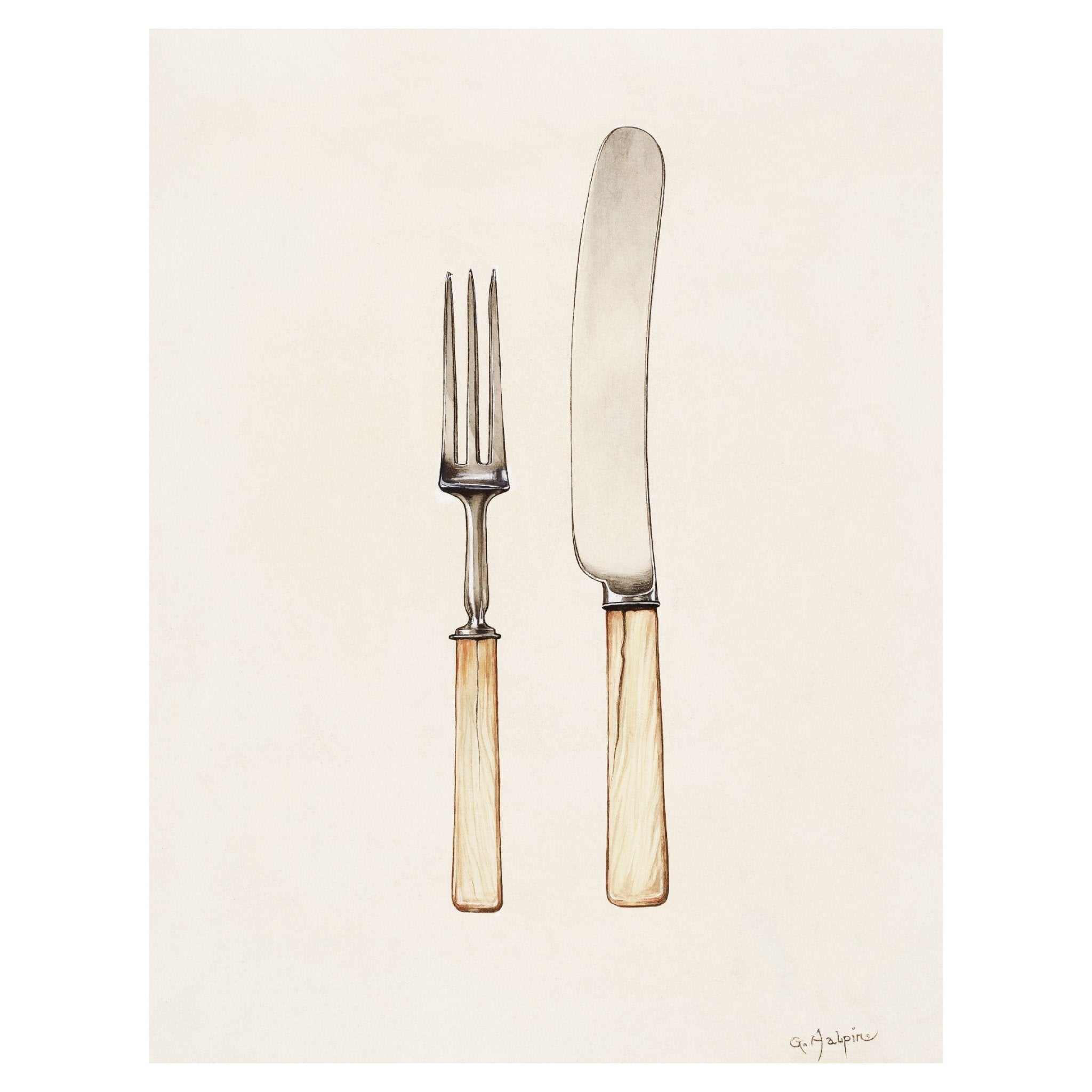 Handmade "Vintage Cutlery" Poster | High - Quality Print | Repositionable Adhesive - Pasquín Store