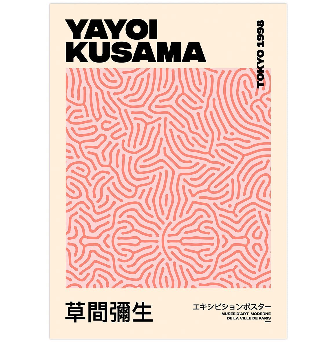 Handmade "Yayoi Kusama Exhibition Poster (Tokyo 1998)" Poster | High - Quality Print | Repositionable Adhesive - Pasquín Store